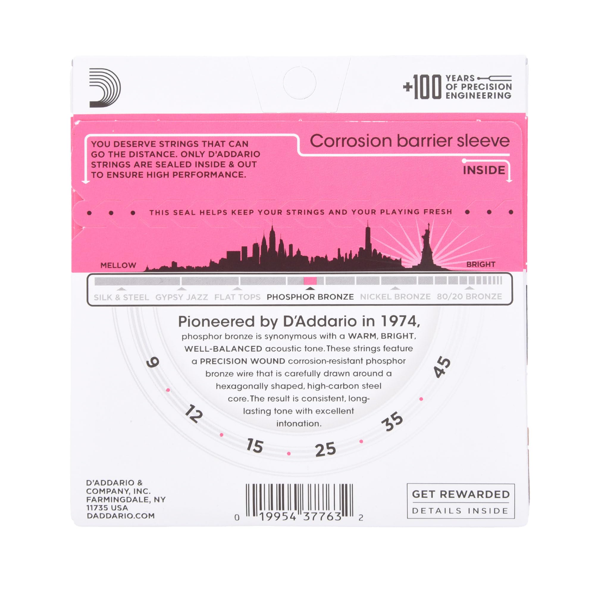 D'Addario Guitar Strings   Phosphor Bronze Acoustic Guitar Strings   Ej23   Rich, Full Tonal Spectrum   For 6 String Guitars   S