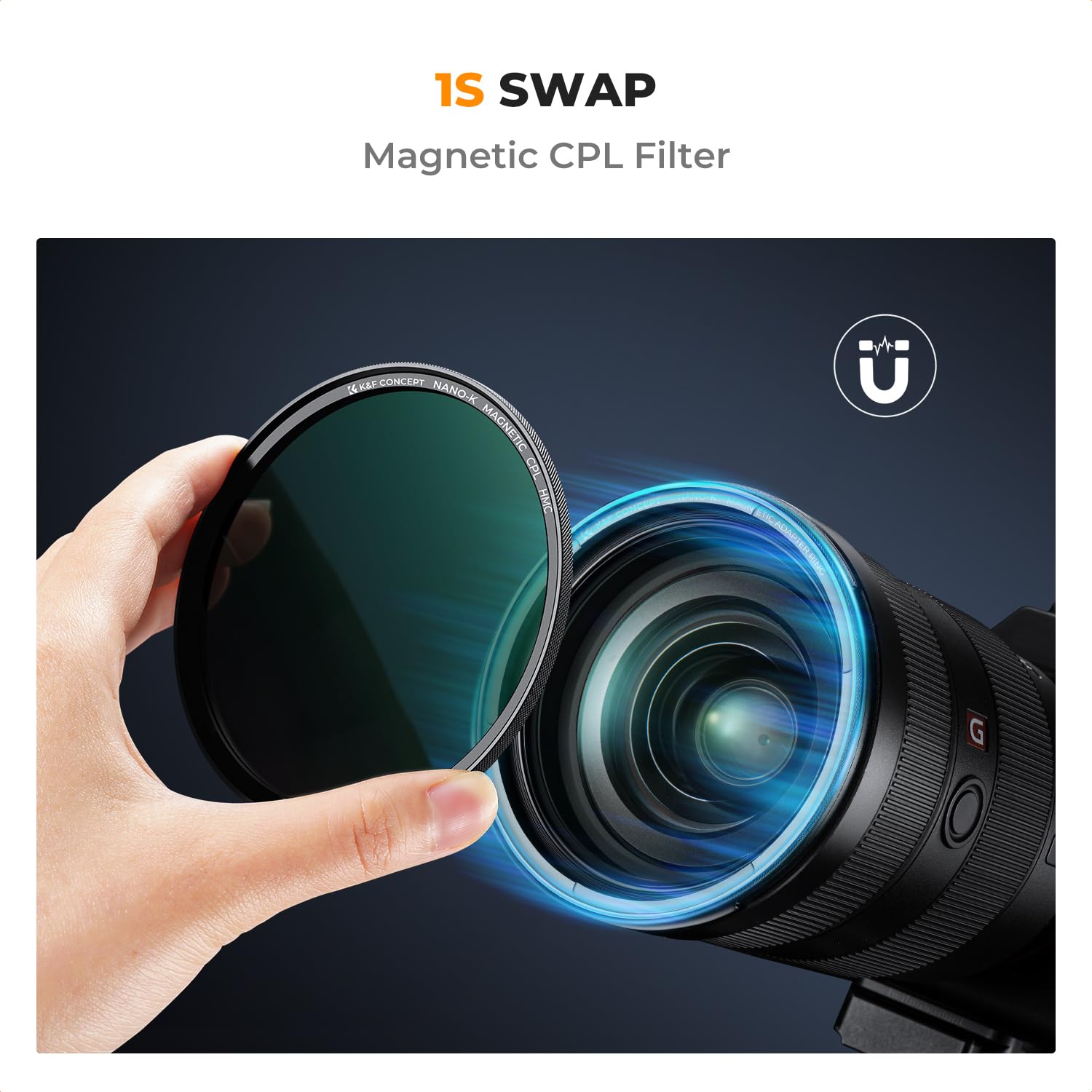 K&F Concept 82Mm Magnetic Circular Polarizer Lens Filter With Cleaning Cloth Optical Glass Ultra Slim Polarizing Cpl Lens Filter