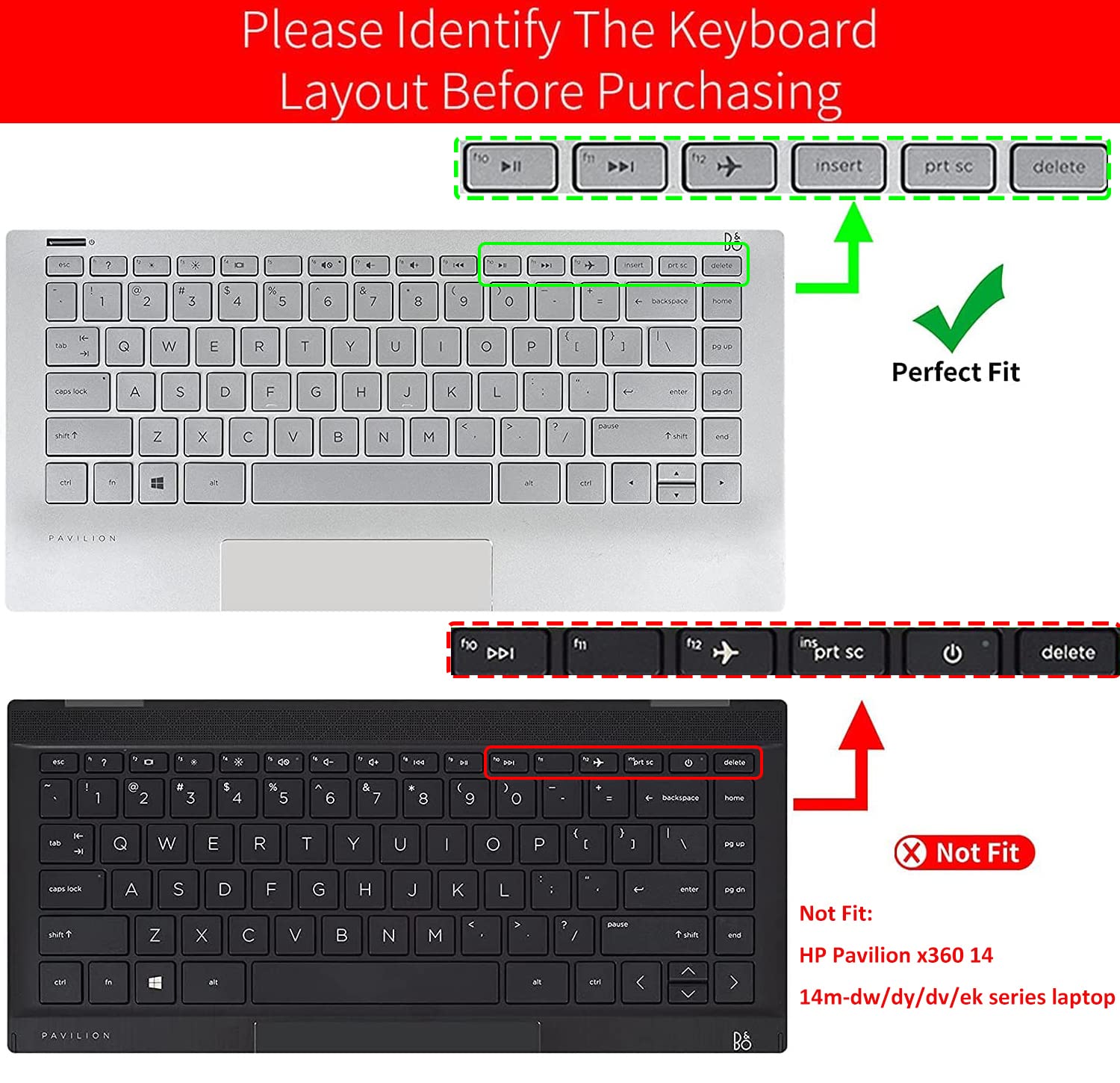 Keyboard Cover For Hp Pavilion X360 14'' & Hp Laptop 14T 14Z 14 Cf 14 Dk 14 Dq 14 Fq Series 14 Cf0006Dx/Cf0012Dx 14 Dk0002Dx 14