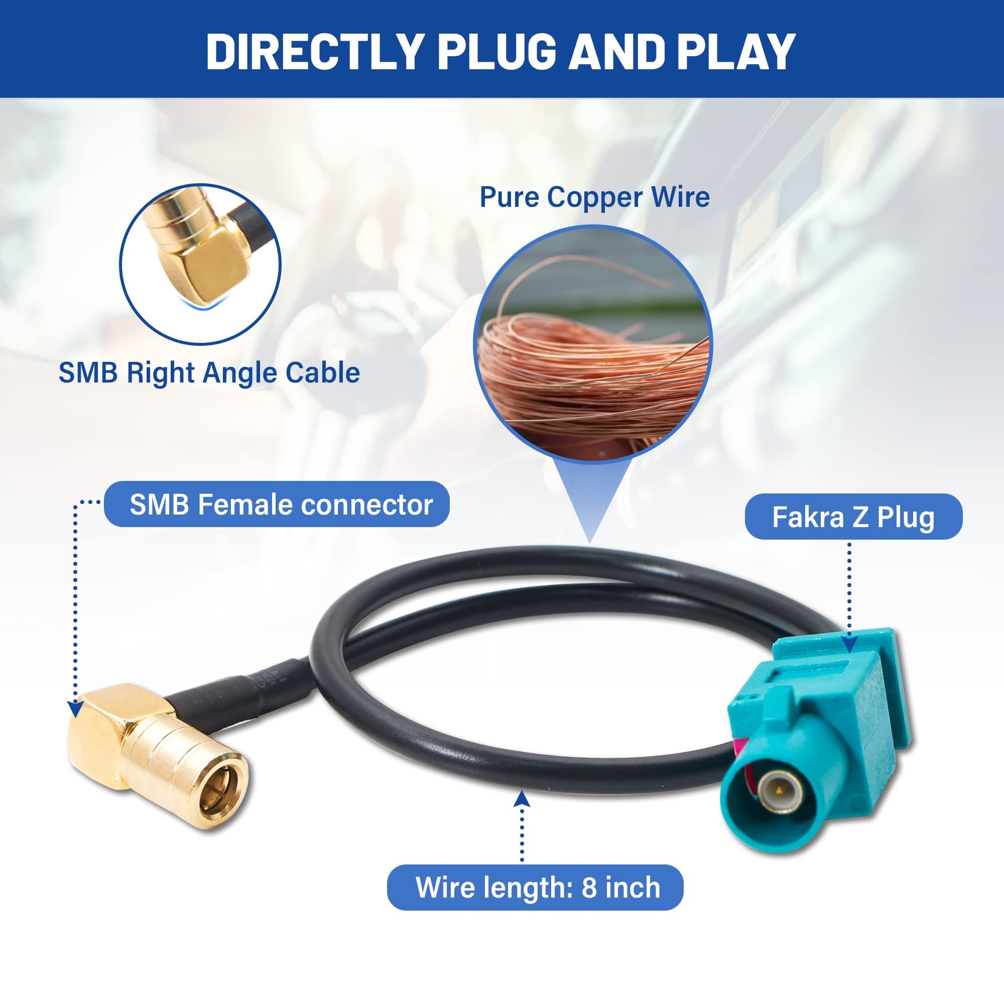 Anina Fakra Z Male To Smb Plug Adapter Connector For Factory Satellite Radio Antenna Adapter To Sirius Xm Receiver Tuner Wire Ha