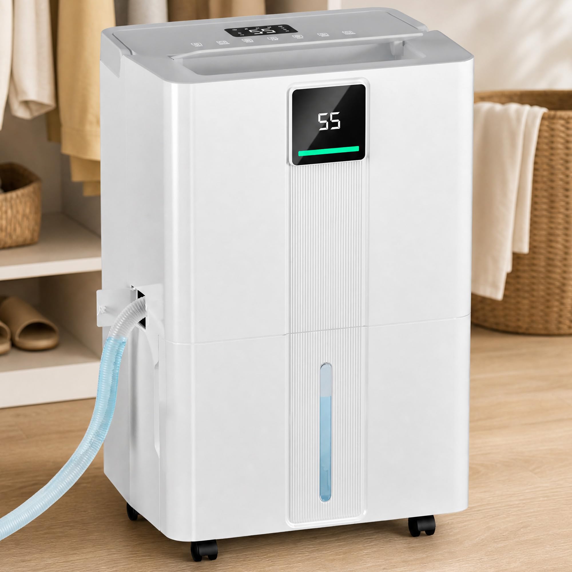Uthfy 6000sq.ft Large Dehumidifier for Basement, Max 100 Pints Dehumidifiers with Drain Hose, 5.5L Detachable Water Tank, 2 LED