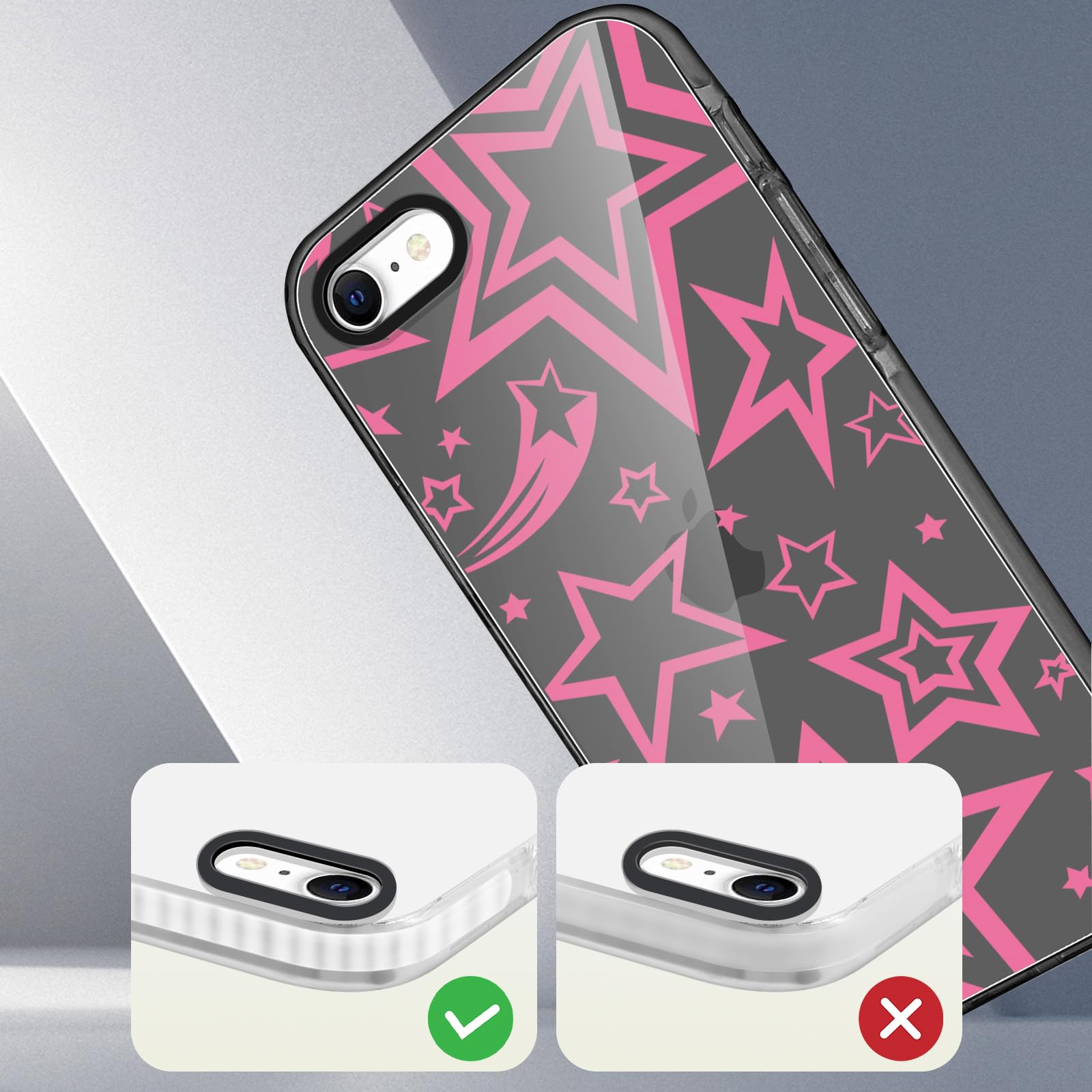 Rumdey 2 Pack Cute Stars Phone Case For Apple Iphone 7/8 / Se 2020 / Se 2022 4.7 Inches, Soft Slim Fashion Protective Phone Cove