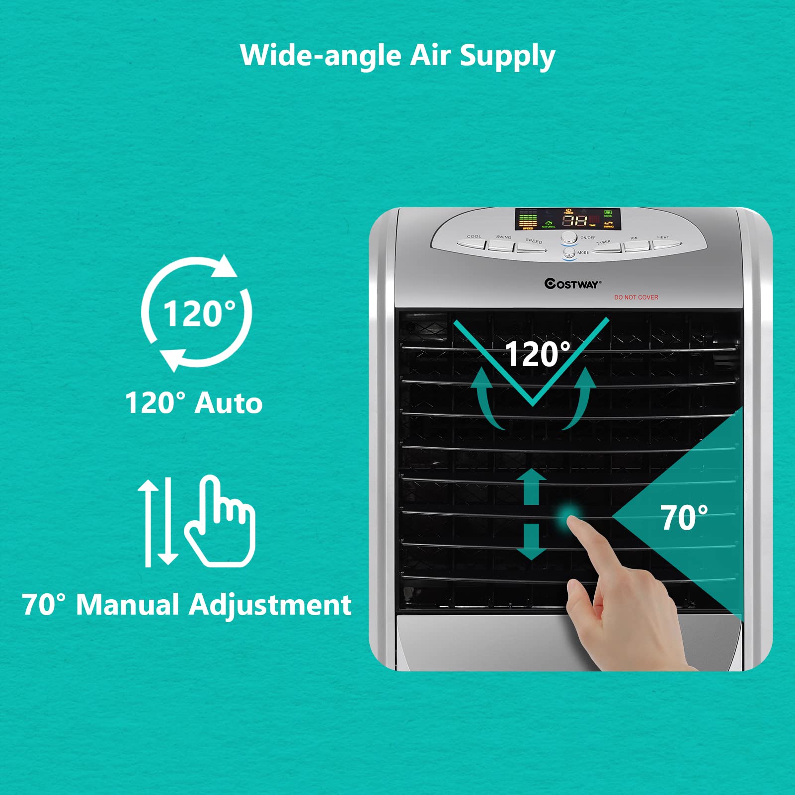Costway Evaporative Cooler And Heater, 5 In 1 Portable Air Cooler With Remote Control, 8 Hour Timer, 2 Ice Boxes, Quiet Operatio