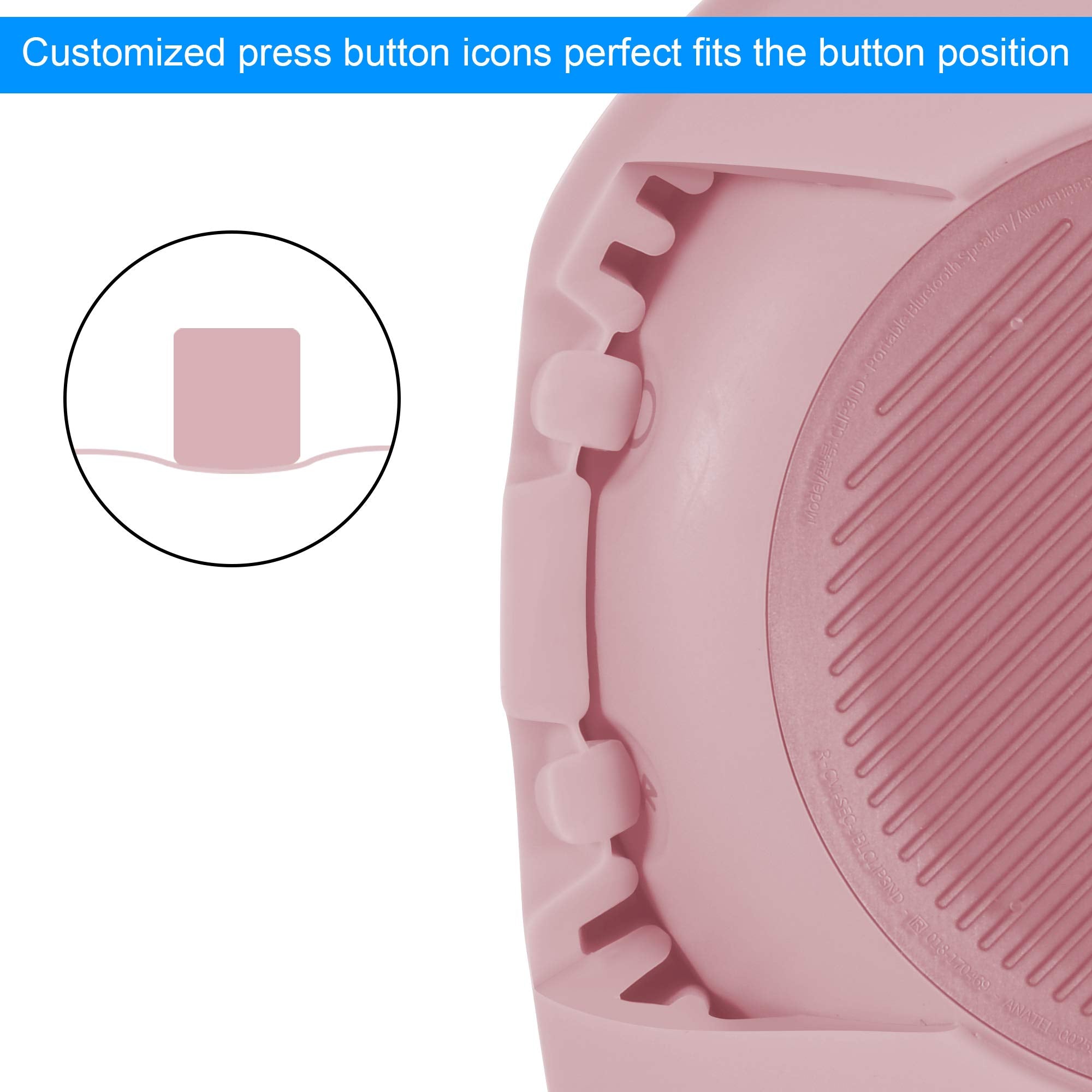 Txesign Protective Silicone Stand Up Case For Jbl Clip 3 Waterproof Portable Bluetooth Speaker (Pink)