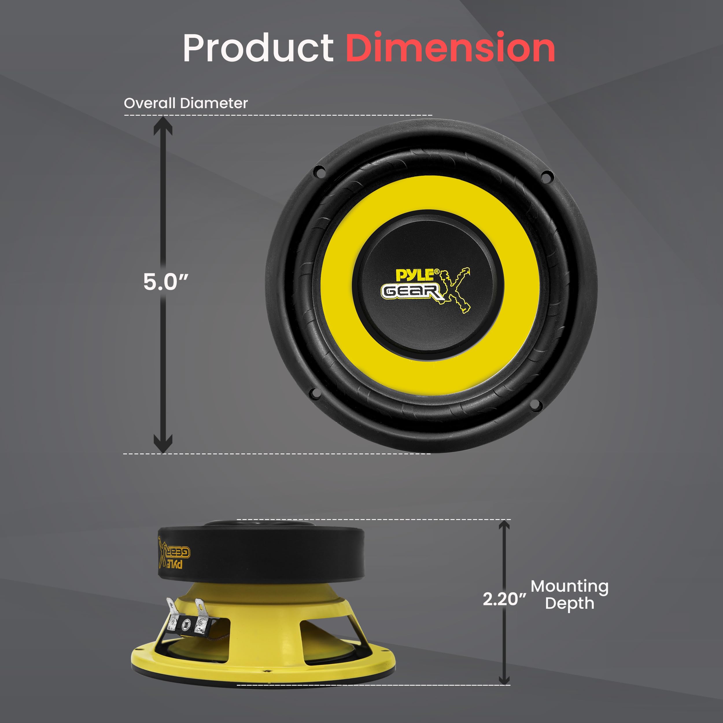 Pyle Car Mid Bass Speaker System   Pro 5 Inch 200 Watt 4 Ohm Auto Mid Bass Component Poly Woofer Audio Sound Speakers For Car St
