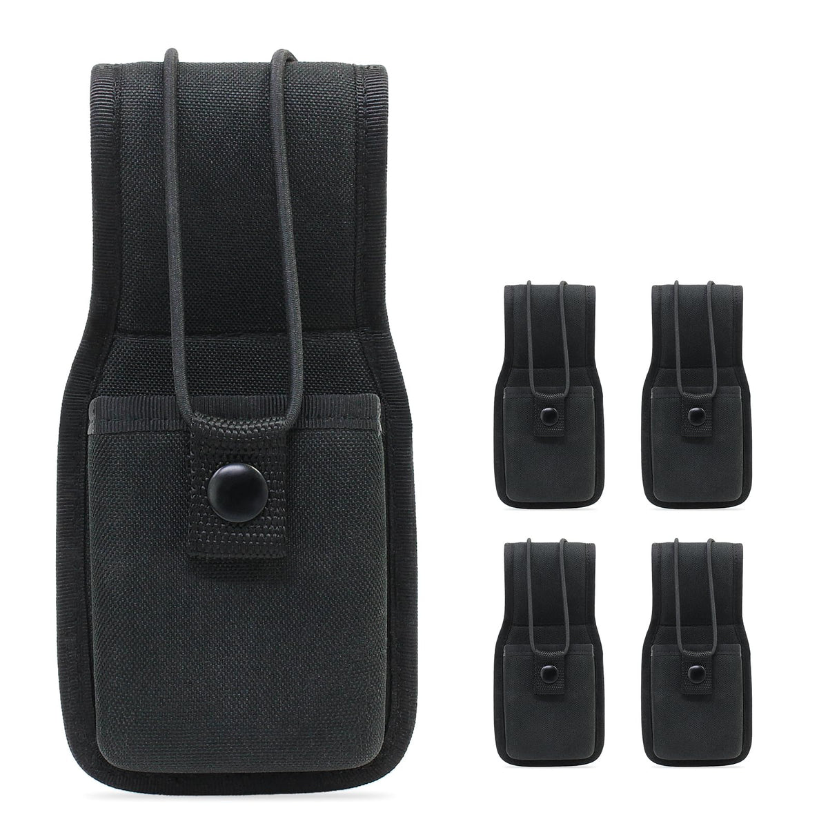 Abcgoodefg Nylon Tactical Radio Pouch Heavy Duty Military Two Way Radio Holder Holster Universal Walkie Talkie Case Bag Adjustable Storage For Motorola Mt500 Similar Models (Black, 5 Pack)