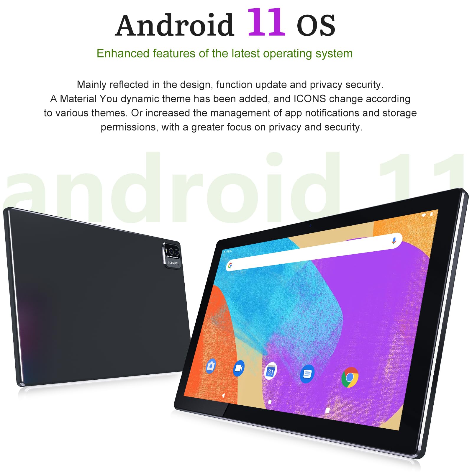 2 In 1 Tablet With Keyboard 10 Inch Android 11 Tablets, 4Gb+64Gb+512Gb Expand 1.8Ghz Quad Core Tablet Pc, 1280X800 Ips Touch Scr