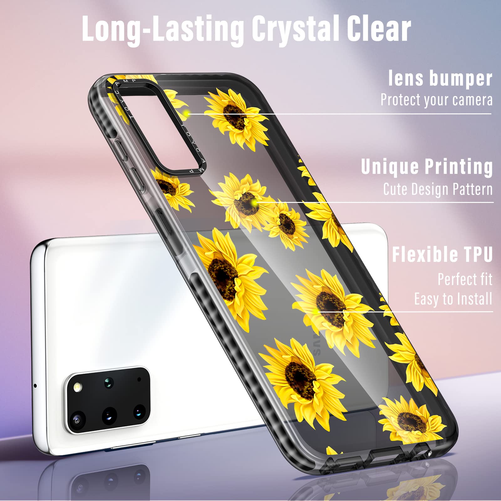 Toycamp For Samsung Galaxy S20 Plus Case For Women, Sunflower Cute Flower Floral Print Girly Design For Girls Teens Case, (6.7 I