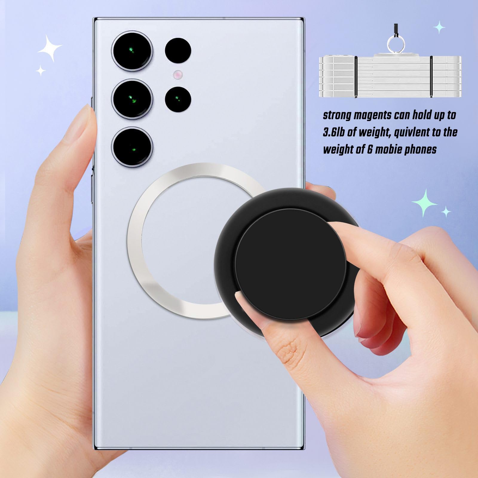 Ttangrip Compatible With Magsafe Magnetic Black Collapsible Mobile Phone Grip Stand Holder For Smartphone Tablet Cell Phone Acce