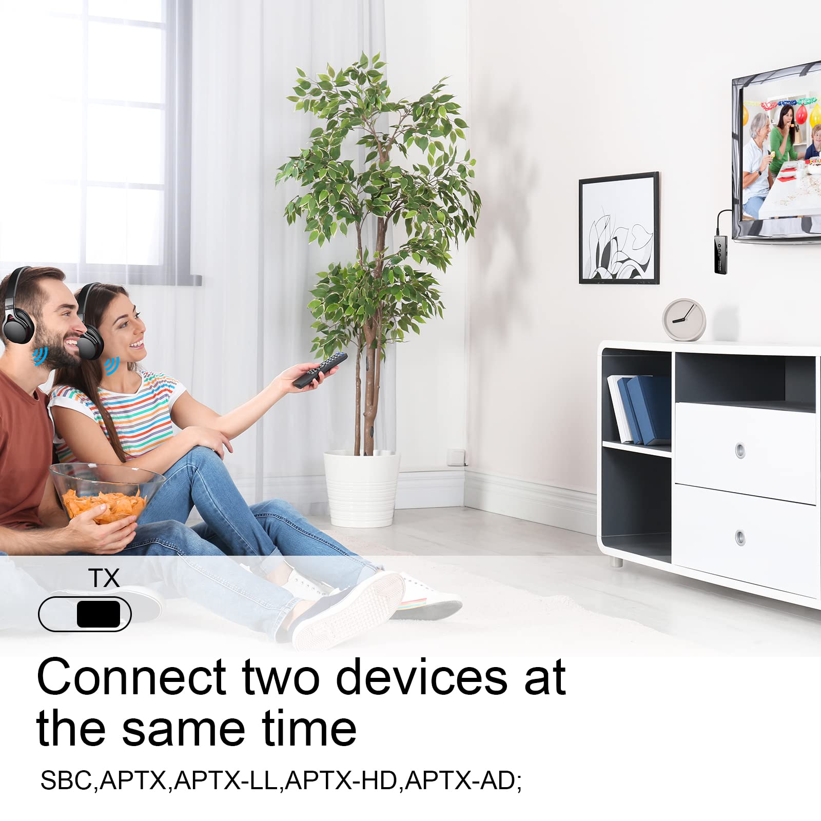 Upgraded Bluetooth 5.3 Transmitter Receiver, Bluetooth Audio Adapter For Airplane Tv Car Gym Home Stereo System, Aptx Adaptive L