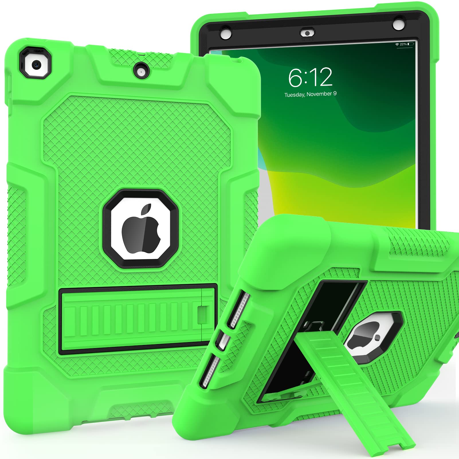 Ipad 9Th Generation Case, Ipad 8Th/7Th Generation Case, Ipad 10.2 Case With Kickstand, 3 In 1 Heavy Duty Shockproof High Impact 