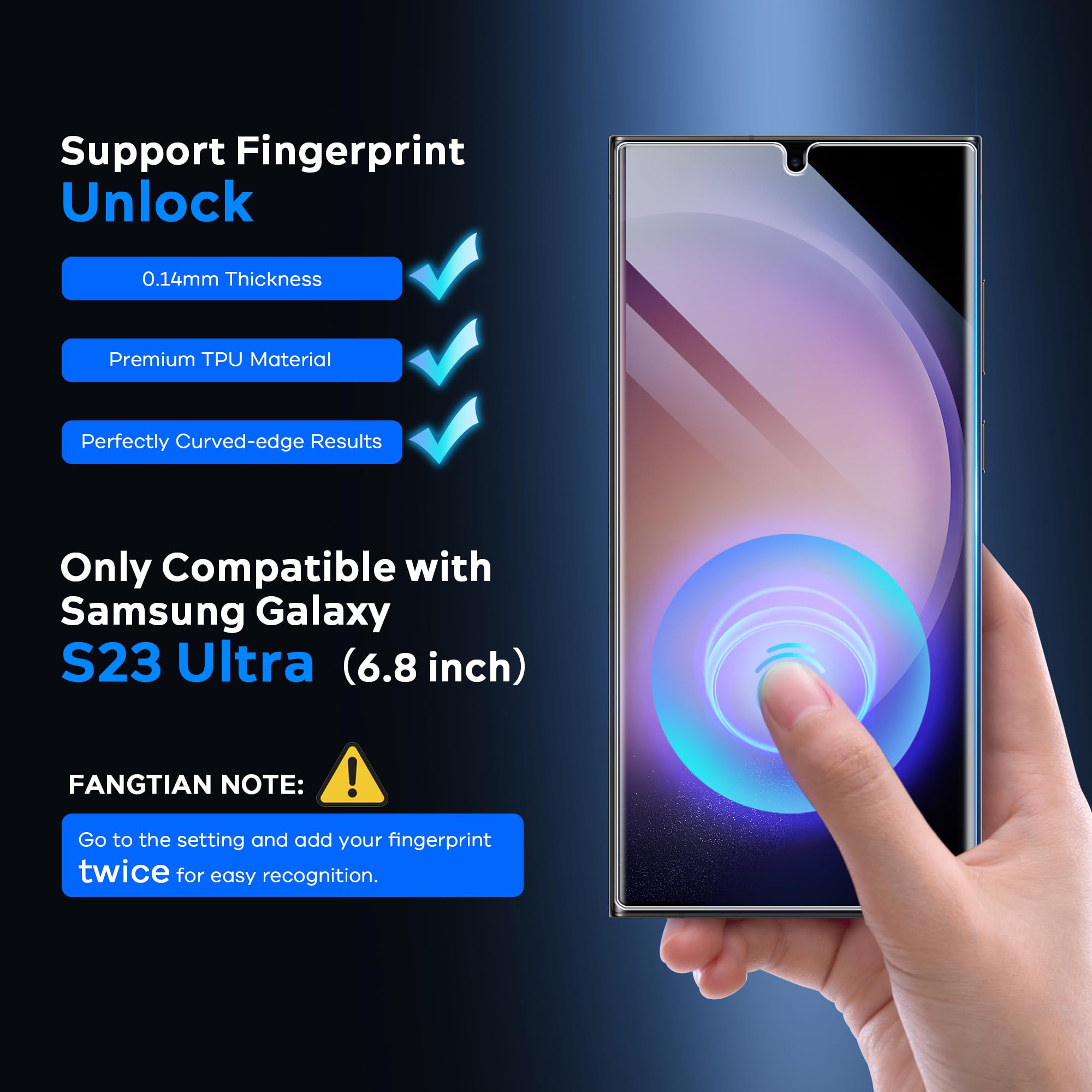 Fangtian 3 Pack Replacement Tpu Films For S23 Ultra/S22 Ultra Screen Protector [6.8 Inch]