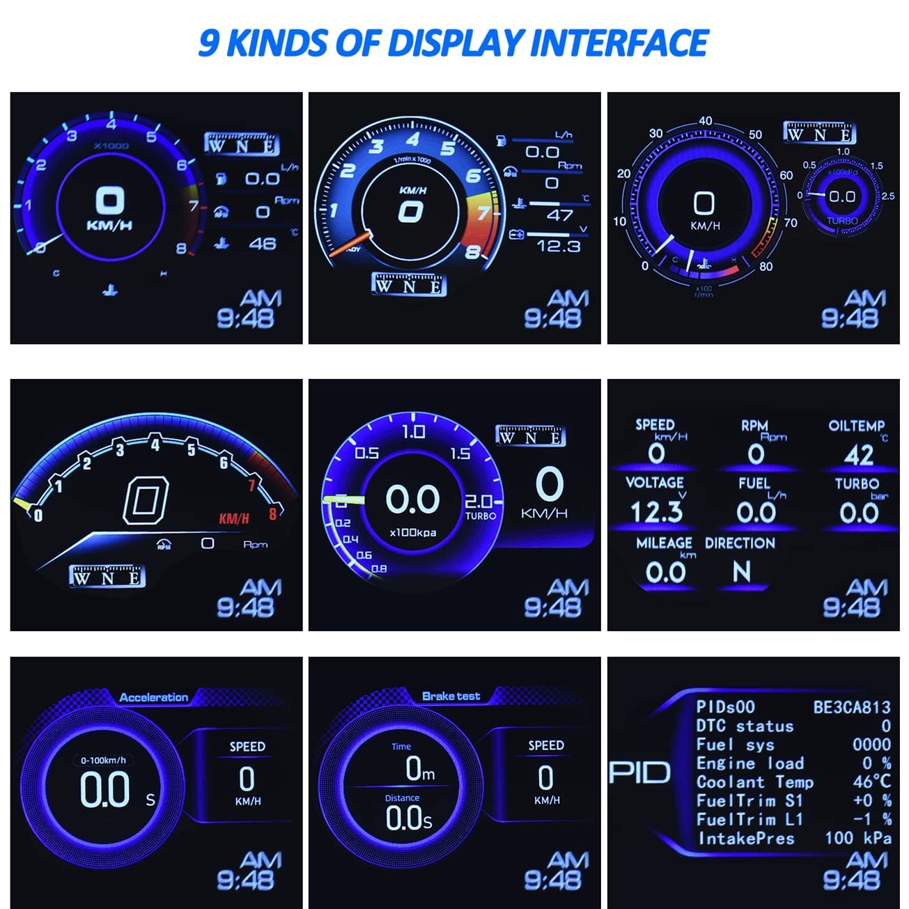 Kaolali Car Hud Head Up Display, Car Hud Display For Digital Obd+Gps Dual System Smart Gauge Display Mph Rpm Over Speeding Alarm
