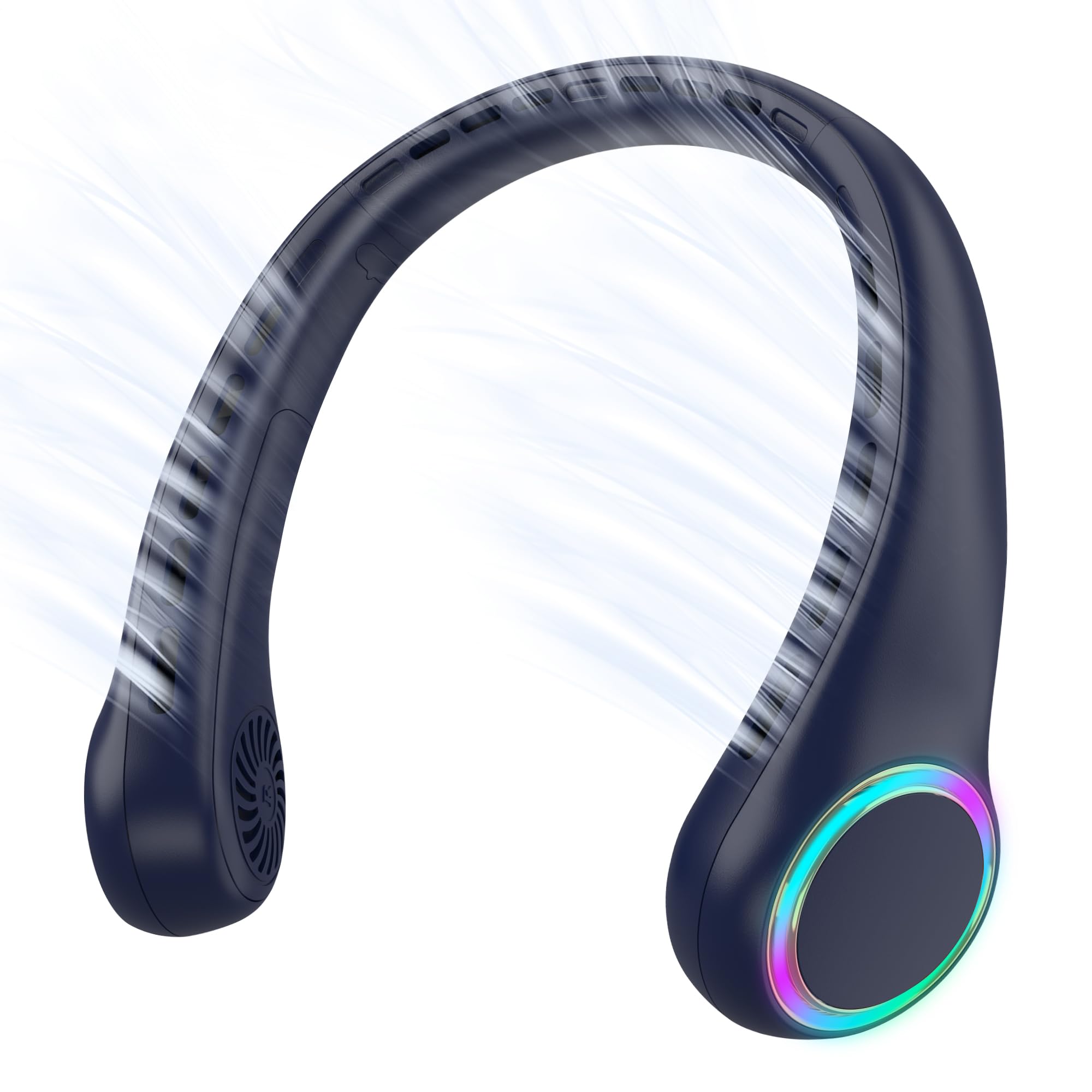 GULAKI Portable Neck Fan, Personal Fan with 4000mAh Battery, Rechargeable Neck Fan with 3 Speeds and 64 Cool Lights, Birthday Gi