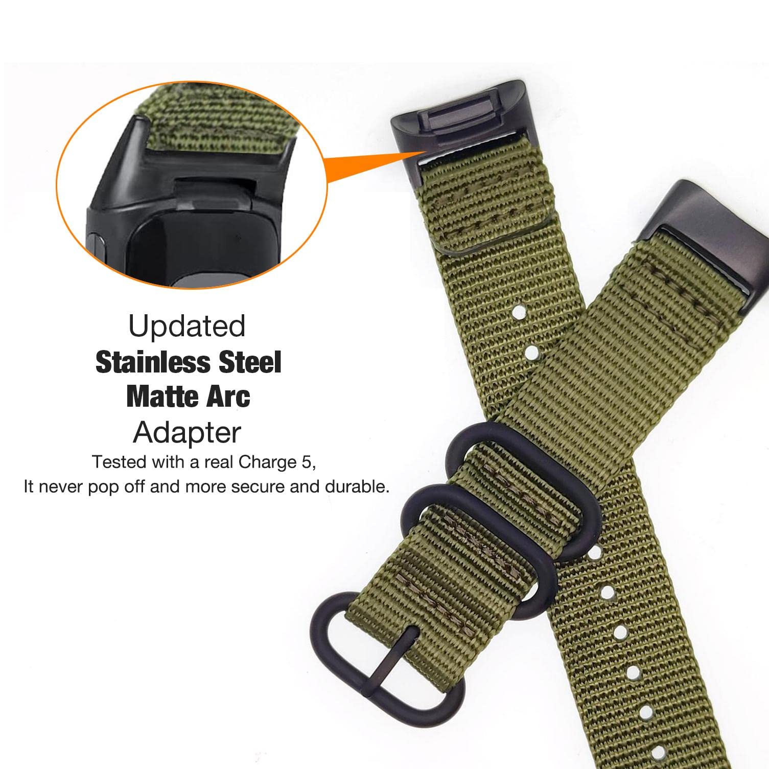 Abanen Nylon Bands For Fitbit Charge 6 / Charge 5, Woven Nylon Quick Dry Band Wrist Strap With Stainless Steel Ring Clasp Adjust