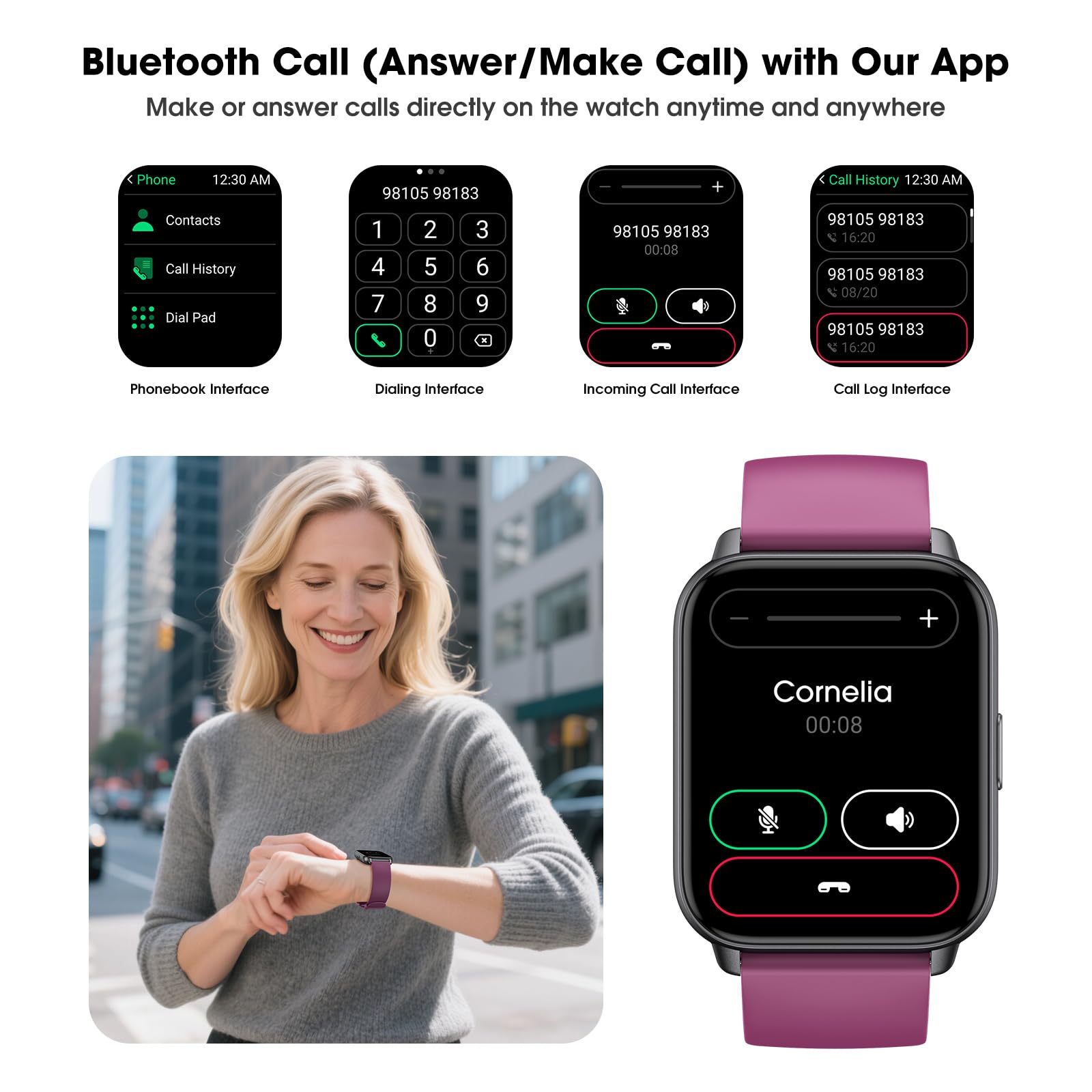 Smart Watch For Men Women, 1.91'' Big Font No App/Phone Required, Fitness Tracker With Pedometer, Bluetooth Call (Answer/Make Ca