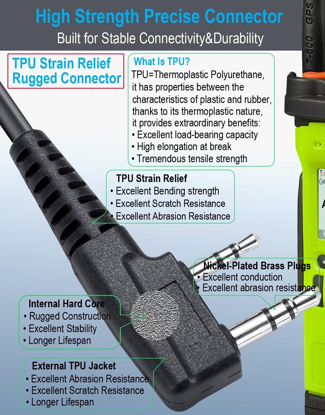 Commountain Earpiece With Ptt/Mic Compatible For Kenwood Baofeng Samcom Btech Retevis Walkie Talkies Radios And Bf F8Hp Uv 82Hp Uv 5R Uv82 Uv82C Uv5X3 Tk Nx, Acoustic Tube Headset, 2 Pin Style
