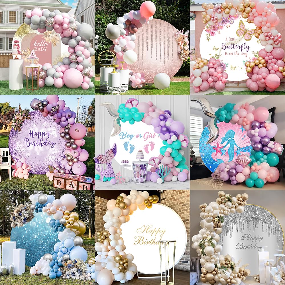 Oerju 6X6Ft Butterfly Round Backdrop Cover A Little Butterfly Is On The Way Watercolor Flower Photography Background Baby Shower