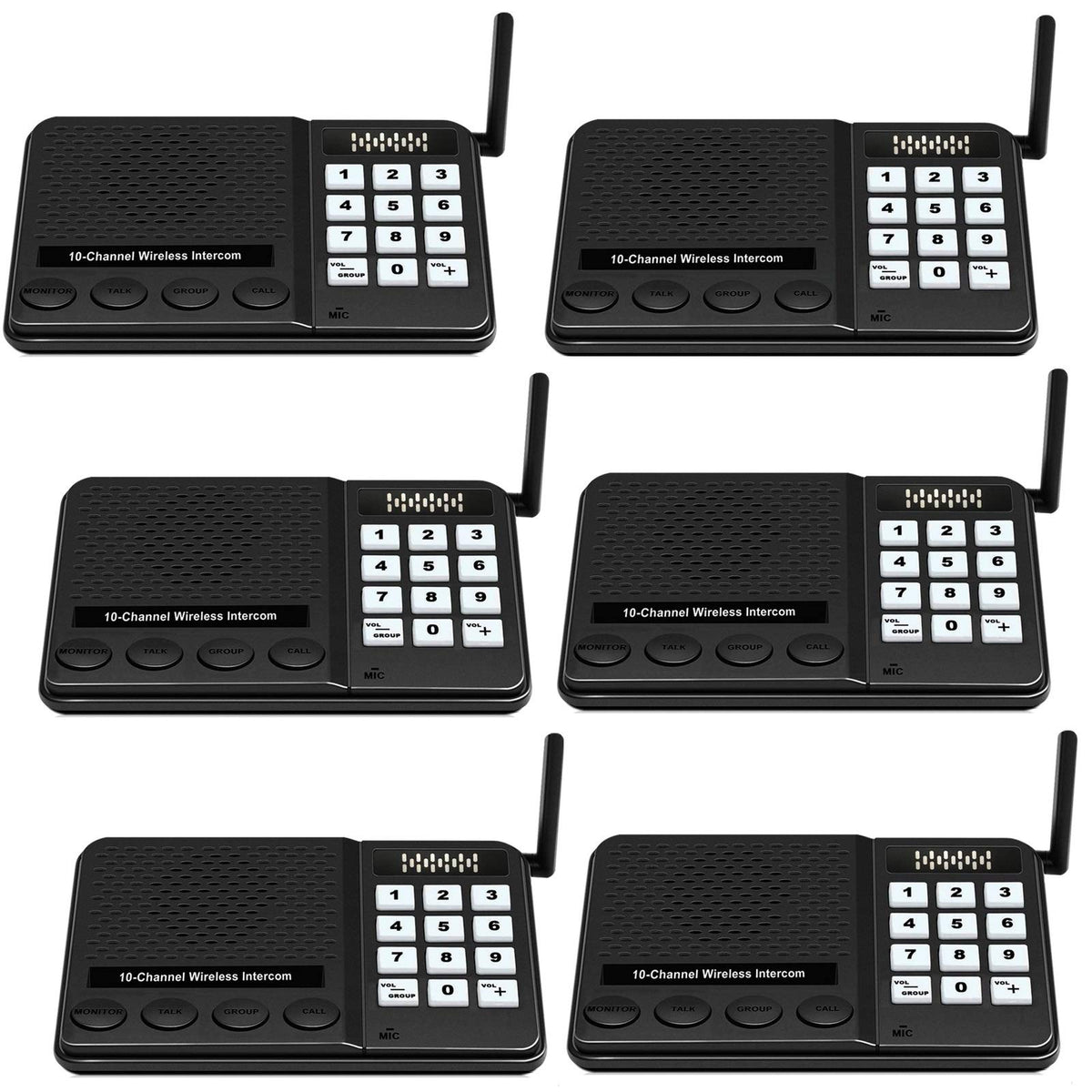 6 Pack Intercoms Wireless For Home - Long Range 1 Mile Wireless Intercom System 10 Channel 3 Code - Glconn Room To Room Home Int