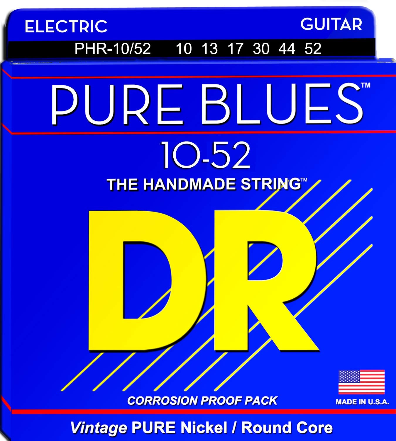 DR Strings Pure Blues Nickel Wound Vintage Style Electric Guitar Strings - 10-52 Gauge