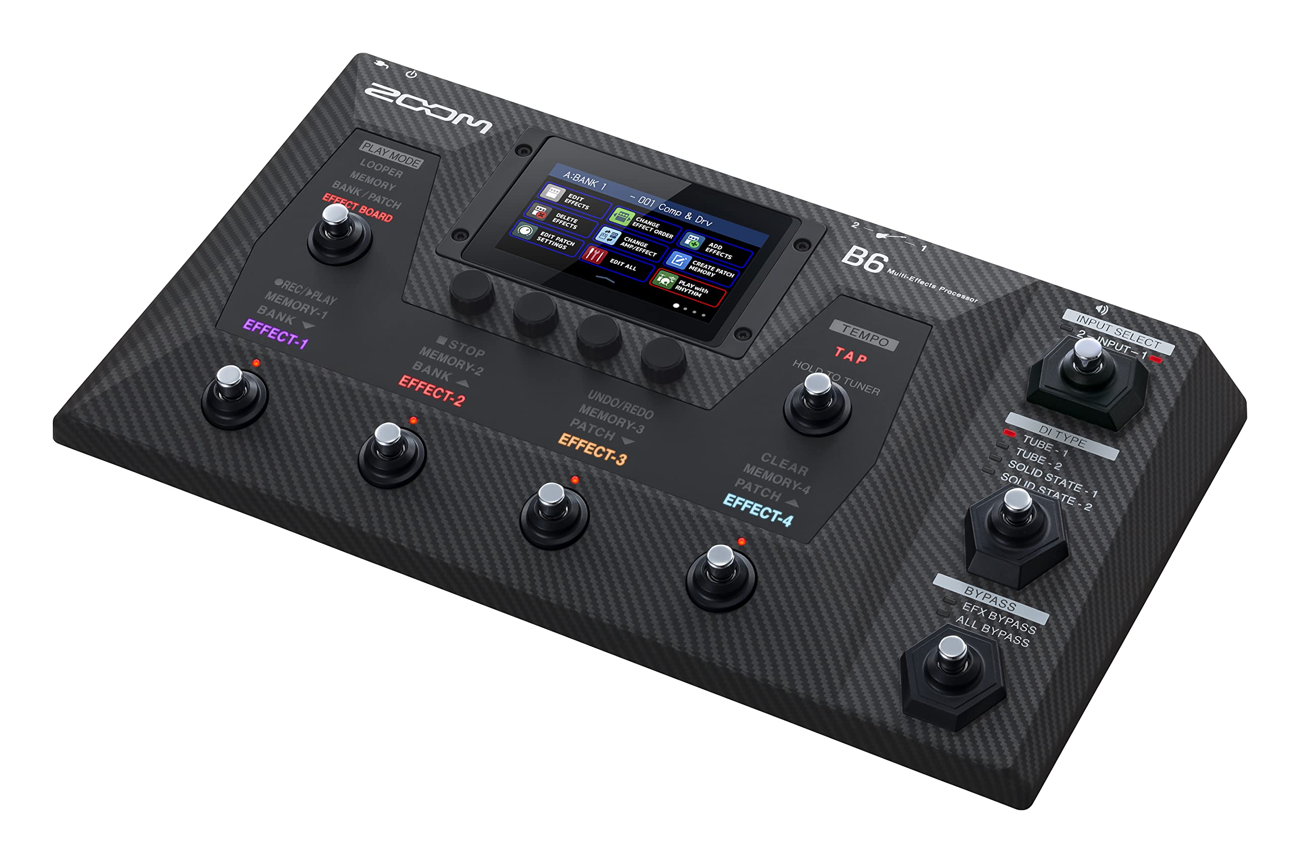 Zoom B6 Bass Multi-Effects Processor With 4 Di Boxes, A/B Switcher, Touchscreen Interface, 100+ Built In Effects, Amp Modeling,