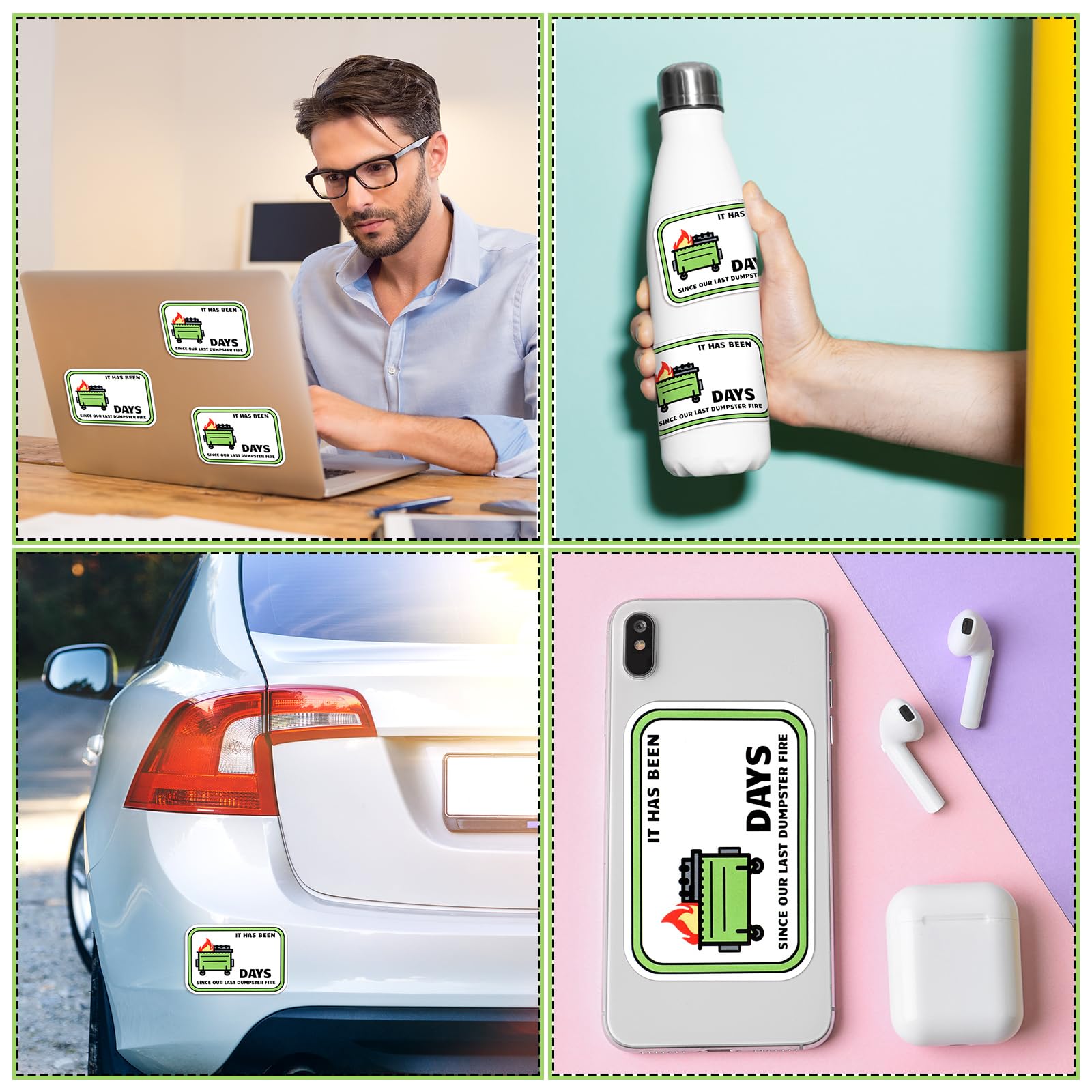 Watersay 200 Pcs Dumpster Fire Day Count Sticker Bulk Funny Meme Waterproof Vinyl Die-Cut Decal Dumpster Fire Motivation Respons