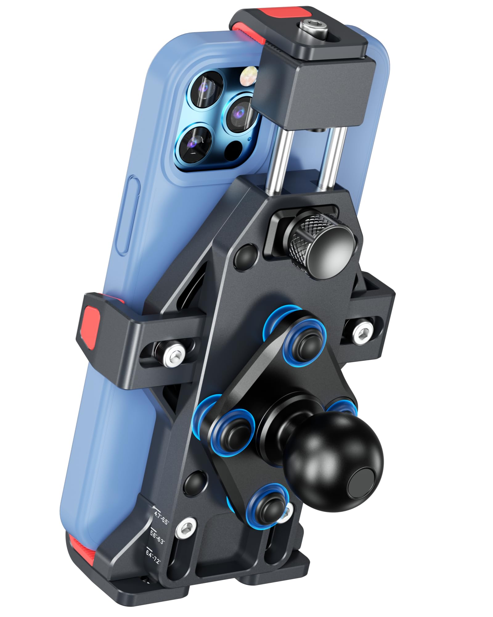 Brcovan 1'' Ball Aluminum Alloy Phone Mount Holder With Vibration Dampener, For Motorcycle Atv Utv Car Bike Boat Truck Scooter F