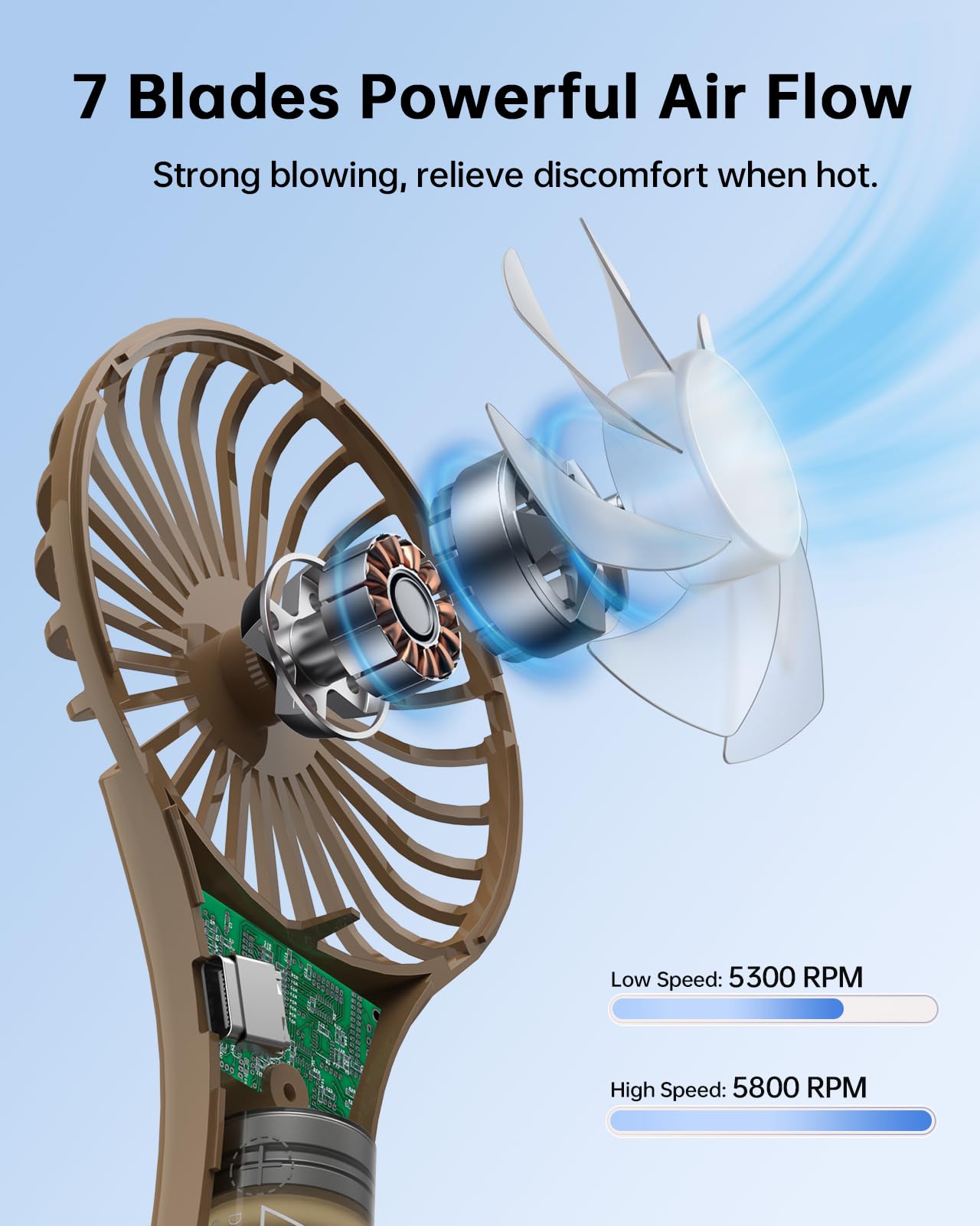 Tripole Mini Handheld Fan Personal Portable Fan Battery Operated Rechargeable Fan Speed Adjustable Small Eyelash Fan For Stylish