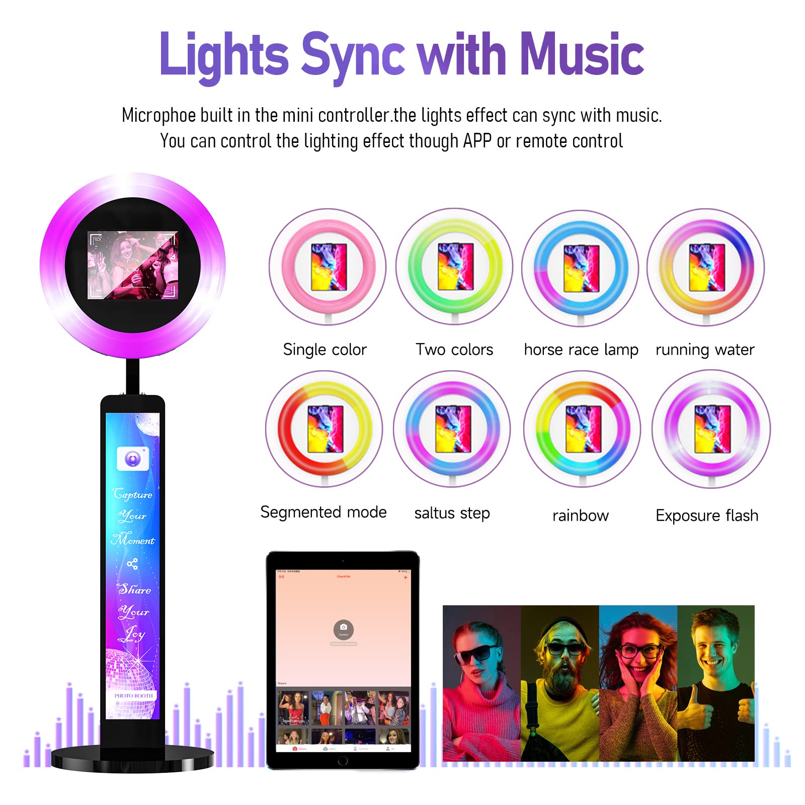 Harzhi Portable Photo Booth Compatible With Any Ipad, For Ipad Photo Booth Shell Stand Stand Software App Control Ring Light, Fl