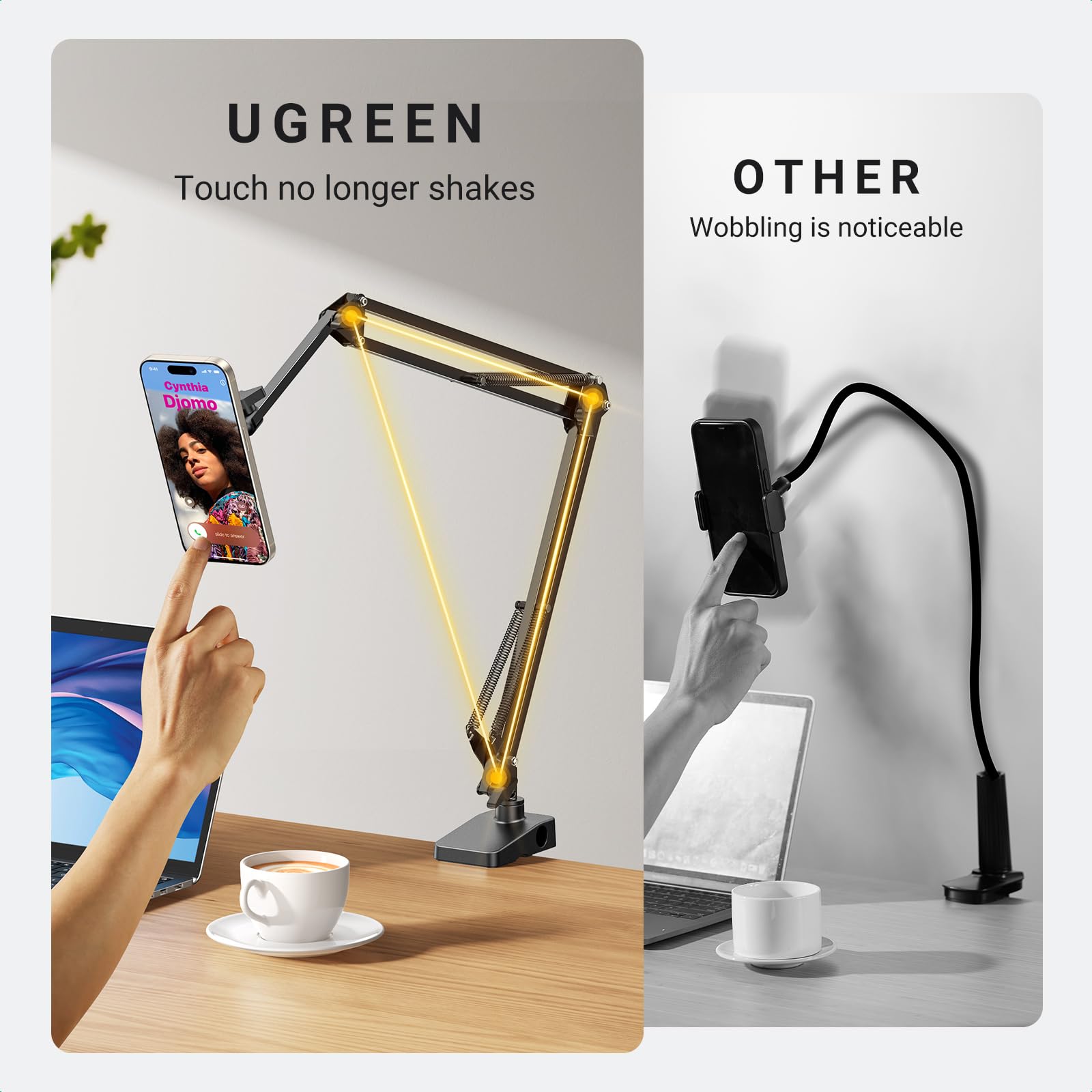 UGREEN Phone Desk Mount - Magnetic iPhone Holder for MagSafe, Sturdy Gooseneck Arm, Compatible with iPhone 17/16/15/14/13/12 Pro Max