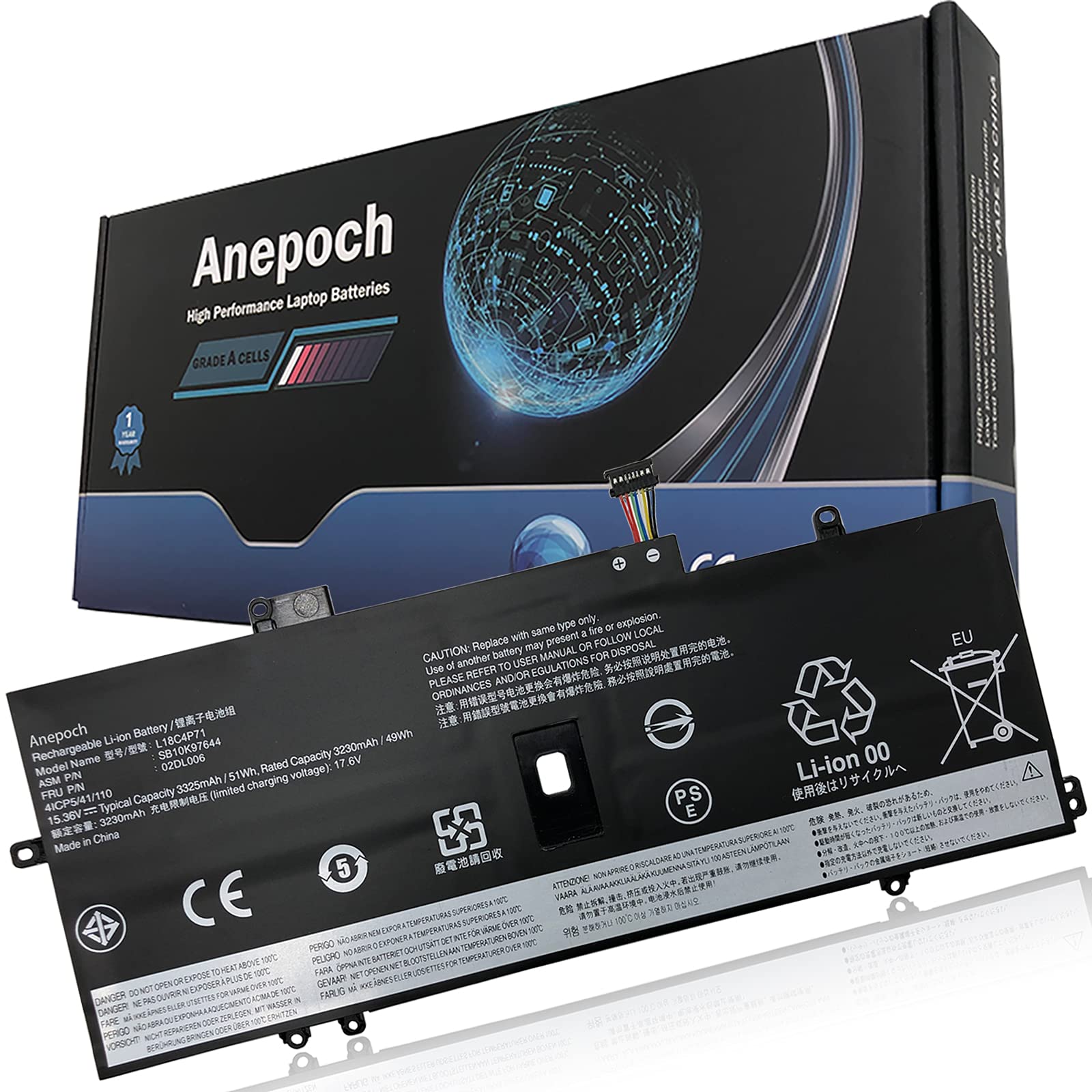 Anepoch L18C4P71 02Dl006 Laptop Battery Replacement For Lenovo Thinkpad X1 Yoga 4Th Gen / X1 Carbon 7Th 8Th Gen Sb10K97644 02Dl0