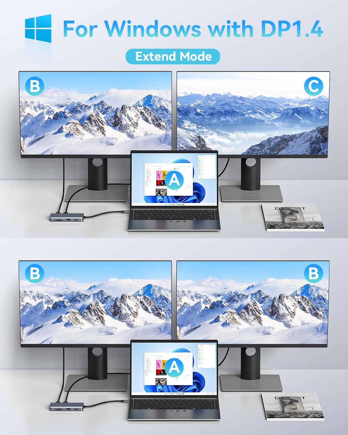 Lionwei 9 In 1 Laptop Usb C Docking Station, Dual Hdmi, 100W Pd, Usb C 3.0, Ethernet, Audio/Mic, Usb C Hub For Dell/Surface/Hp/Lenovo Laptops