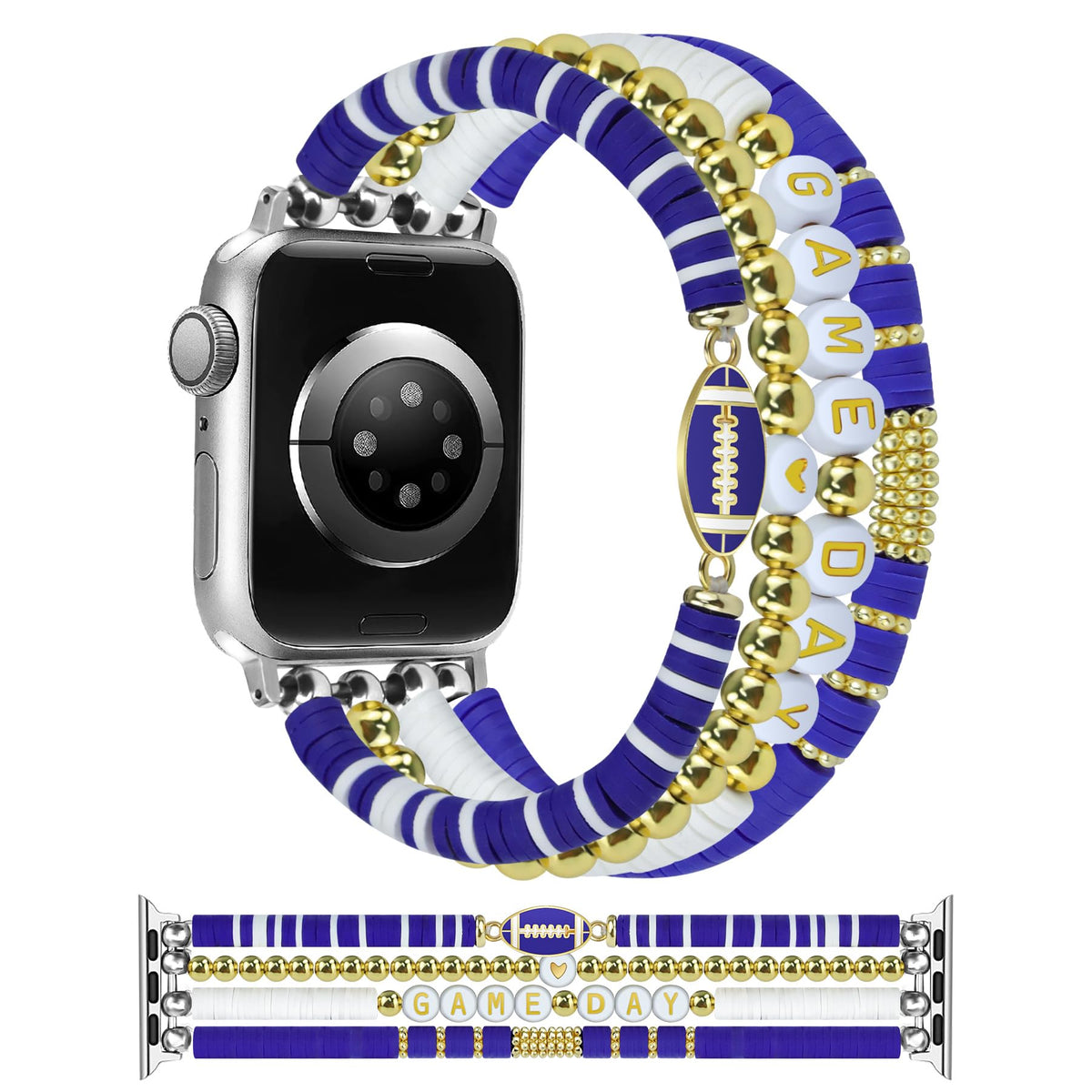 Jr.Dm Beaded Bracelet Compatible With Apple Watch 40Mm 38Mm 41Mm 42Mm 44Mm 45Mm 46Mm For Women, Cute Stretchy Football Game Jewe