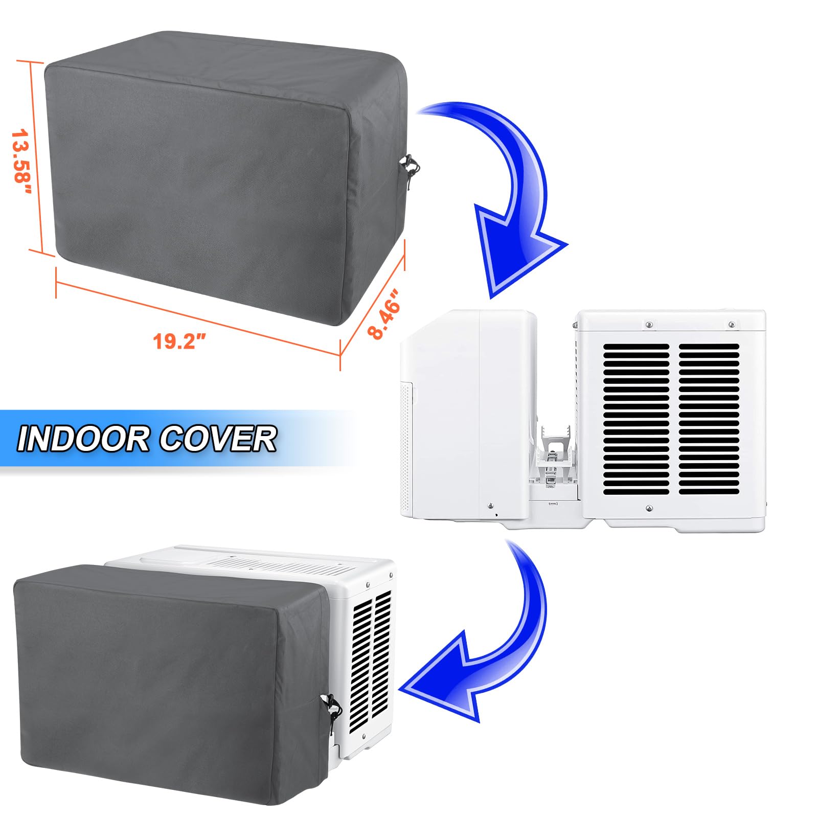 600D Outdoor Air Conditioner Covers And Indoor Air Conditioner Cover For U Shaped Window Air Conditioner Unit, With Adjustable H