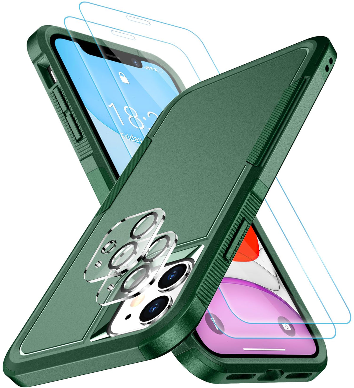 Spidercase Shockproof For Iphone 11 Case,[10 Ft Military Grade Drop Protection],With 2 Pcs[Tempered Glass Screen Protector+Camer