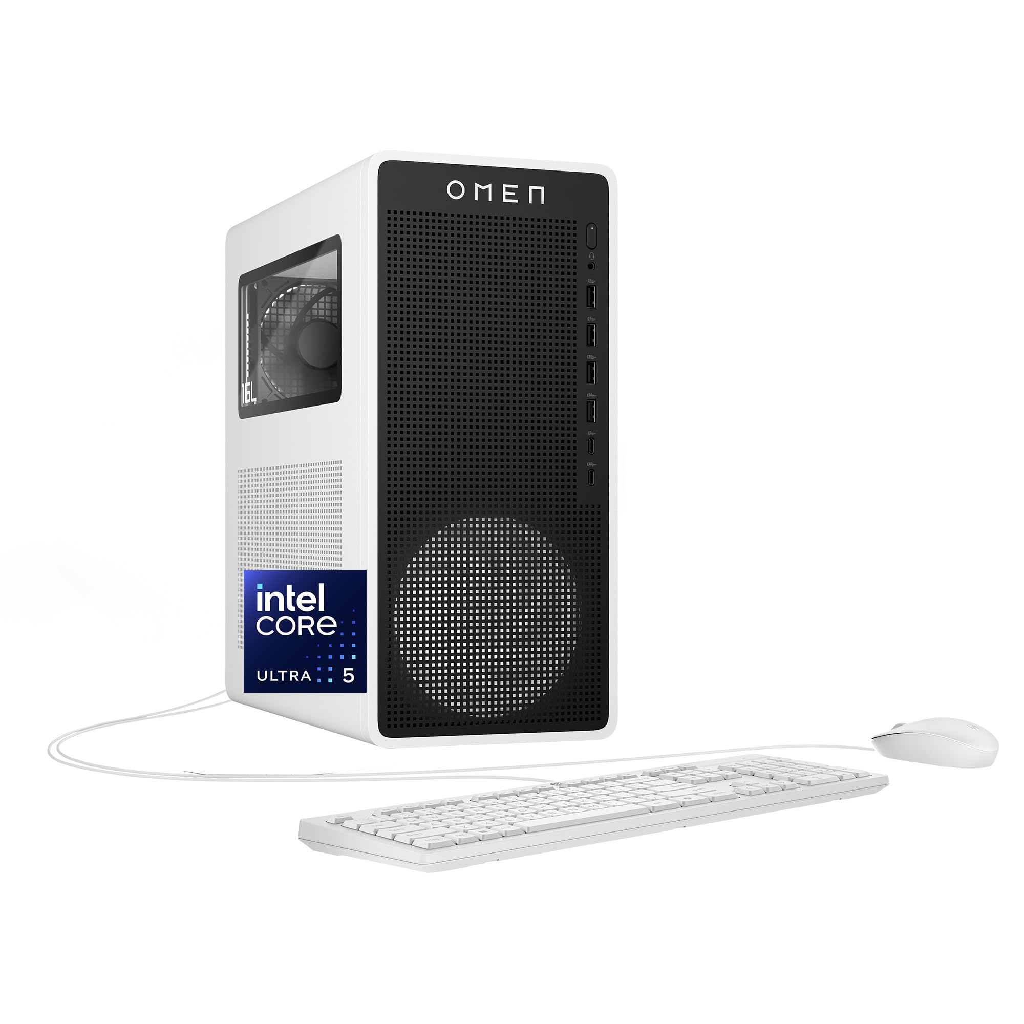 HP OMEN 16L Gaming Desktop PC, Intel Core Ultra 5 225F, 8 GB RAM, 512 GB SSD, NVIDIA GeForce RTX 3050, Windows 11 Home, Microsof