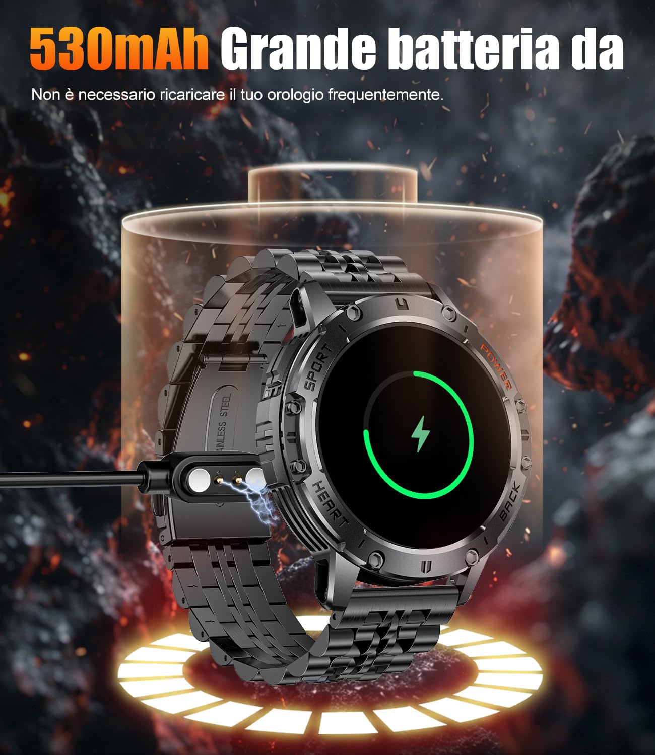 Esfoe Smart Watch For Men(3 Straps),1,43 ' ' Amoled Military Smart Watch For Men With Led Flashlight/530Mah Large Battery/5Atm W