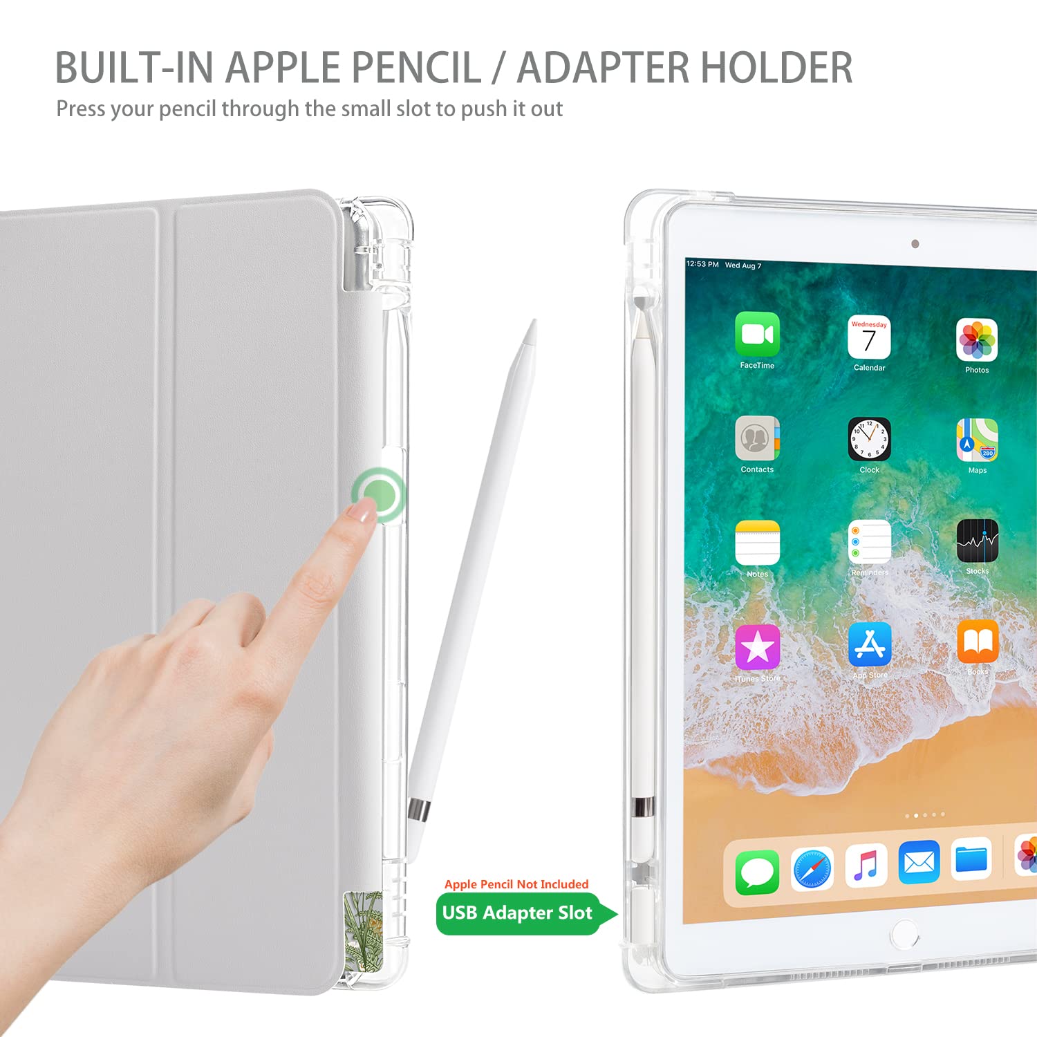 Ipad 9Th/8Th/7Th Generation Case, Ipad 9Th Generation Case, Ipad 10.2 Case With Pencil Holder Ipad Case 9Th Generation Tri Fold