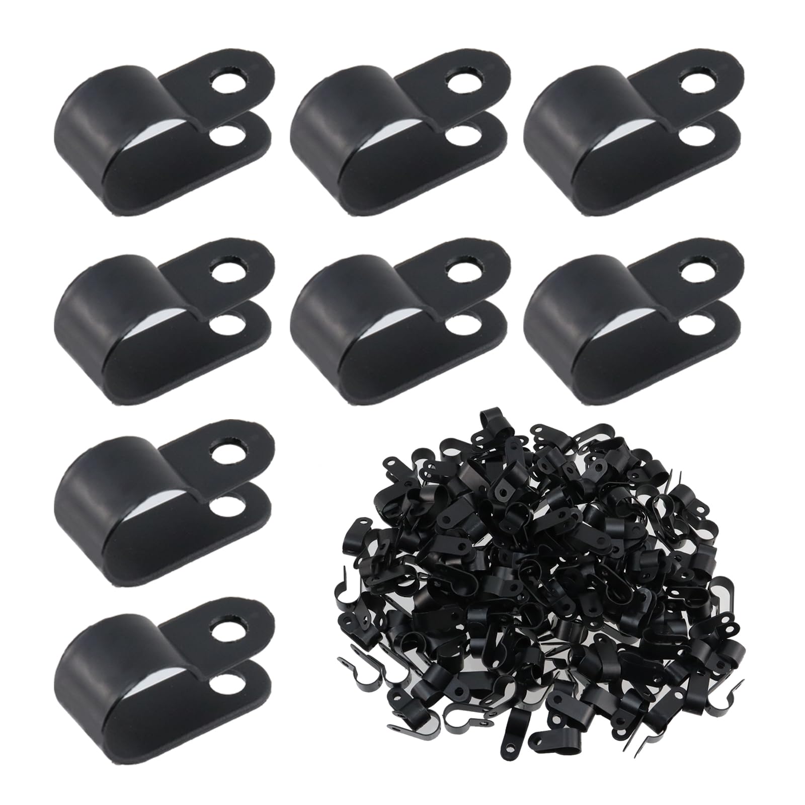 Antrader RType Cable Clamp White Nylon Cable Organizer Clips For 1/2 Inch Diameter Wire Rope Management Pack Of 200, With 200Pc