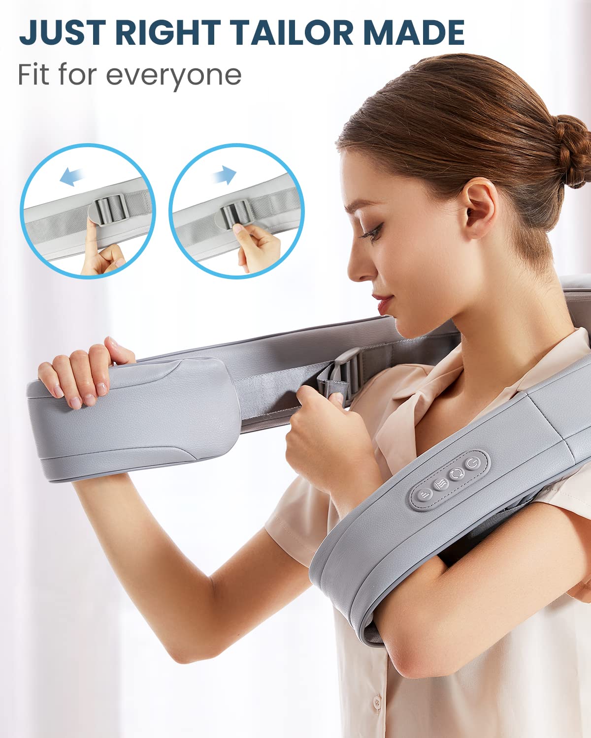 Nekteck Shiatsu Neck And Shoulder Massager With Adjustable Heat And Straps, Electric Deep Tissue 3D Kneading Massage Pillow For