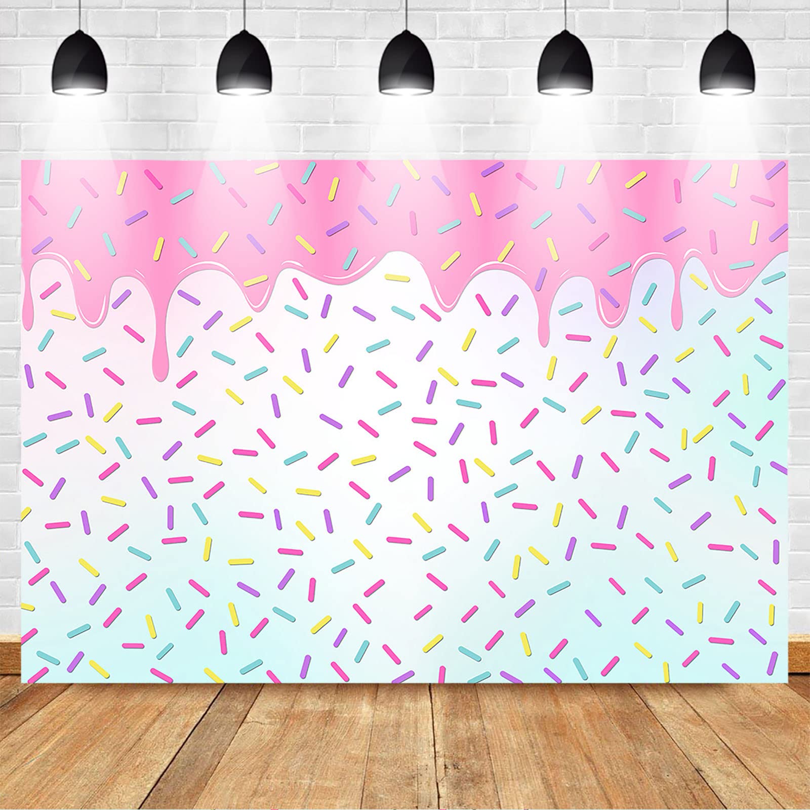 Mocsicka Donut Backdrop Donut Grow Up Colorful Confetti Sprinkle Donut Party Decorations Girl Birthday Baby Shower Birthday Phot