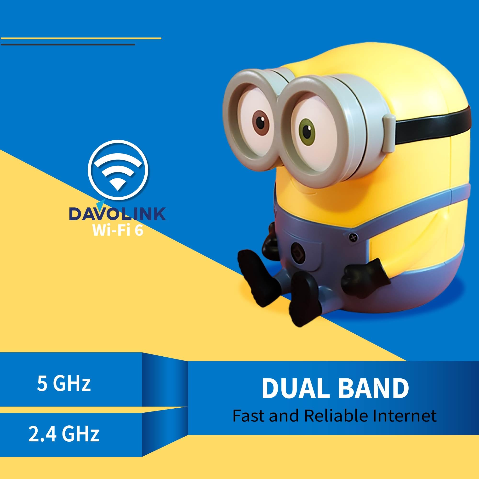 Davolink Minions Bob Wifi 6 Router For Home   Turbocharge Your Internet With Minions Magic Secure Travel Wifi Router   Gaming Ro