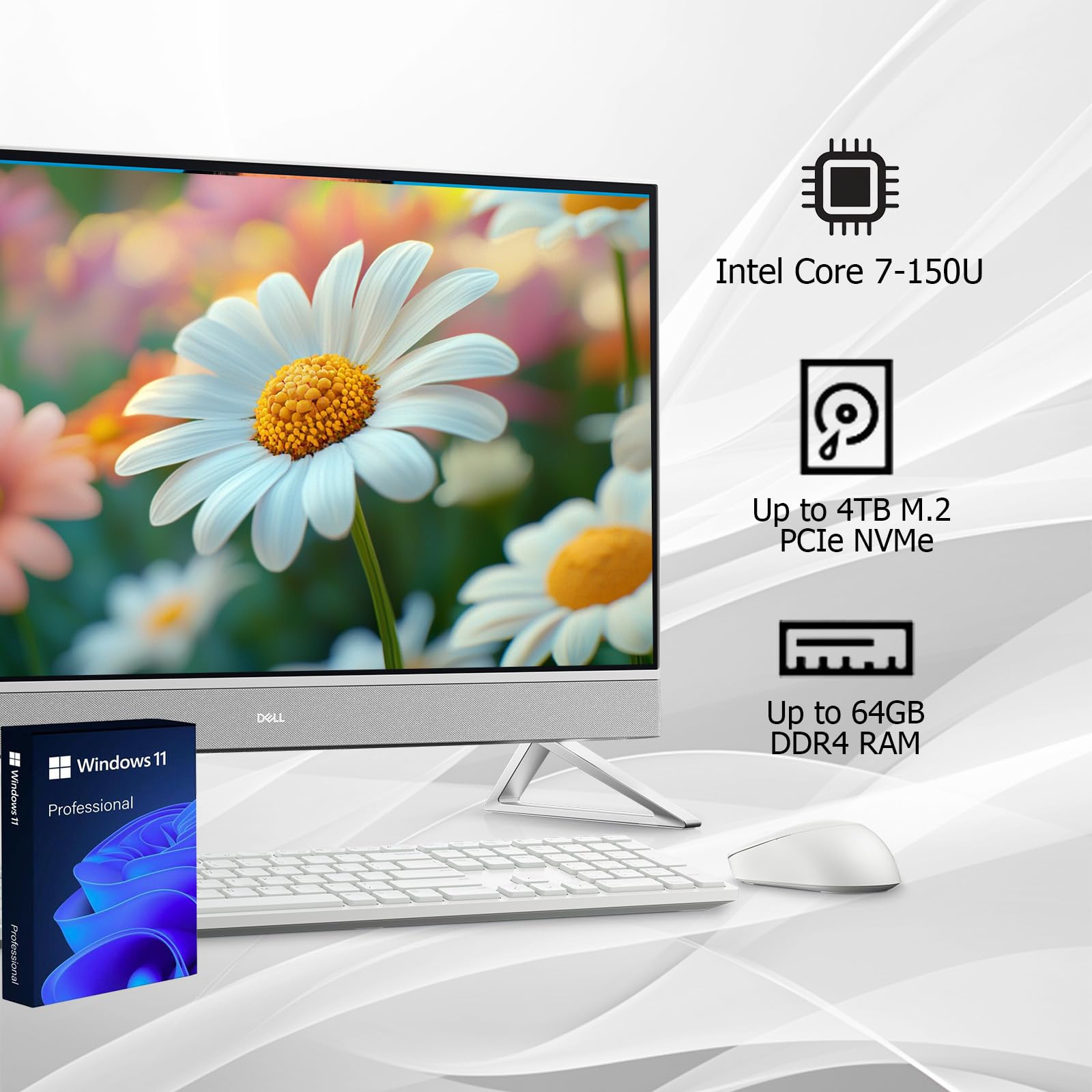 Dell Inspiron 7730 27 All In One Desktop, Intel Core 7-150U(Beats I7-1260P), 27 Inch Fhd Touchscreen, 32Gb Ddr4 Ram, 1Tb Ssd,