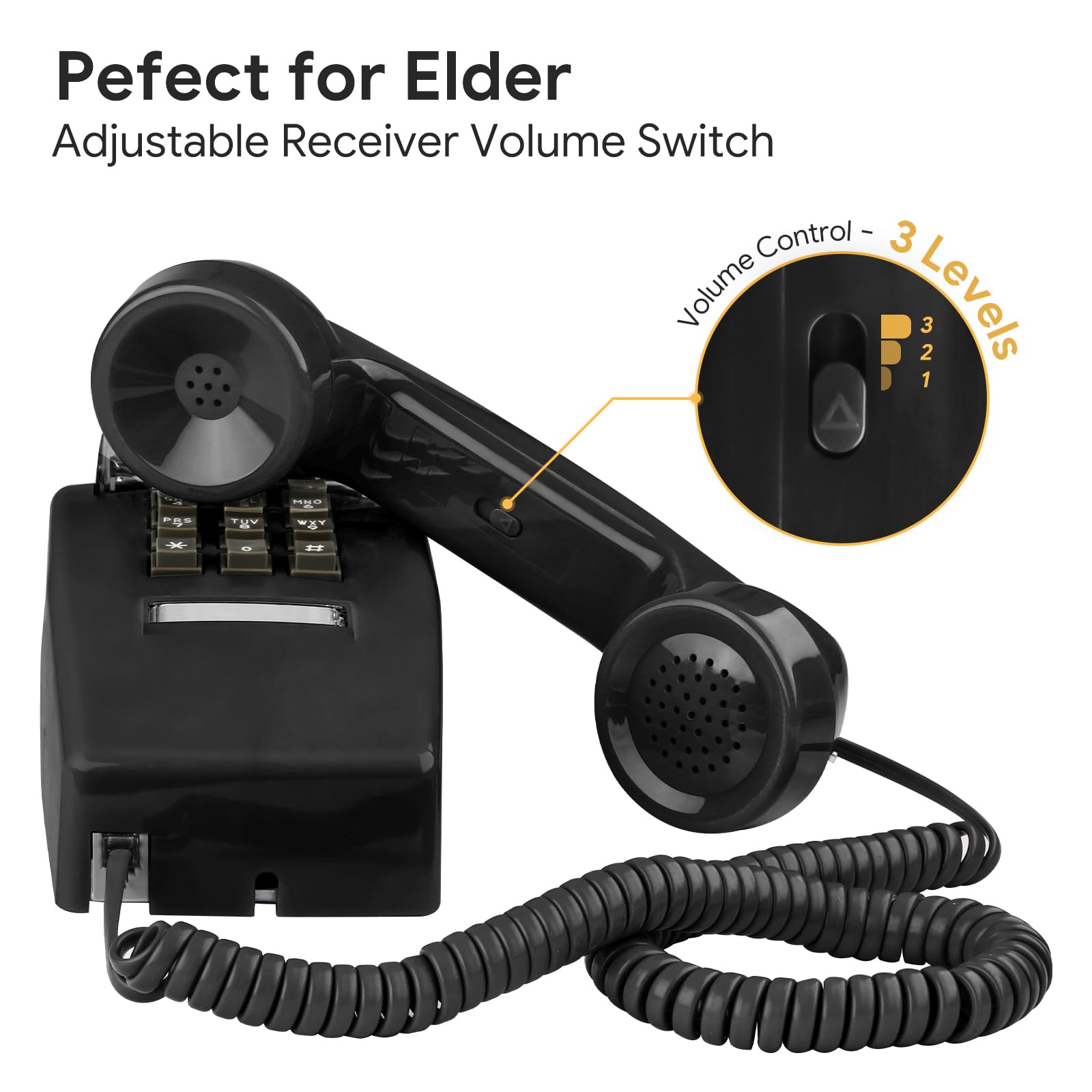 Sangyn Retro Wall Phones For Landline With Mechanical Ringer Corded Telephone Wall Mounted With Indicator Waterproof Old Style L