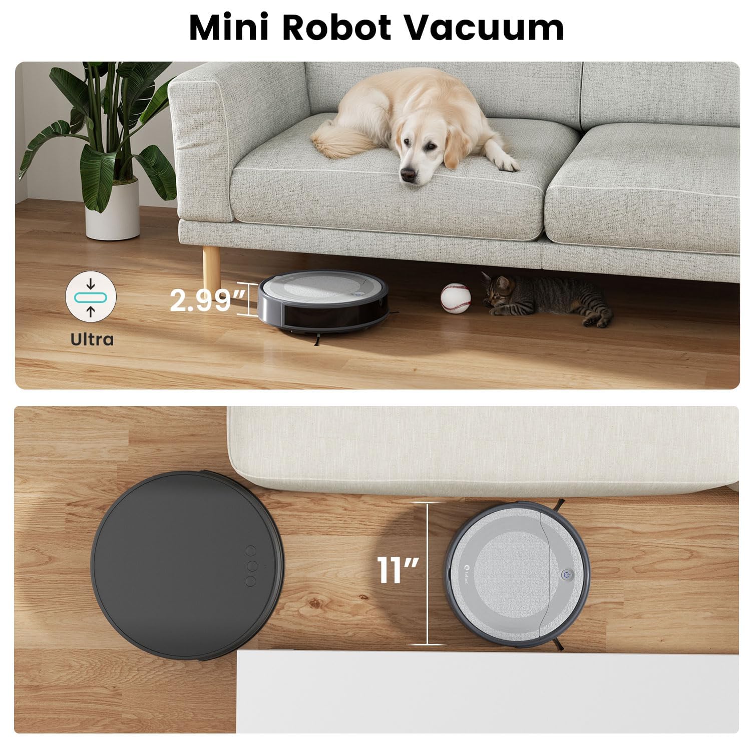 Lefant M310 Robot Vacuum Cleaner 4500Pa Powerful Suction, Precisense Obstacle Avoidance, Slim, Quite, 160 Mins Self Charging Rob