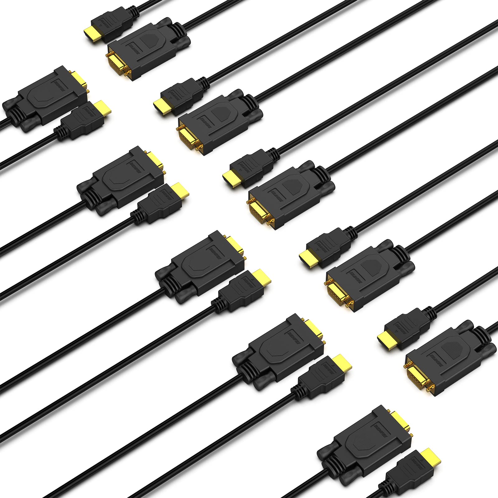 Benfei 10 Pack Hdmi To Vga 6 Feet Cable, Uni Directional Hdmi (Source) To Vga (Display) Cable (Male To Male) Compatible For Comp