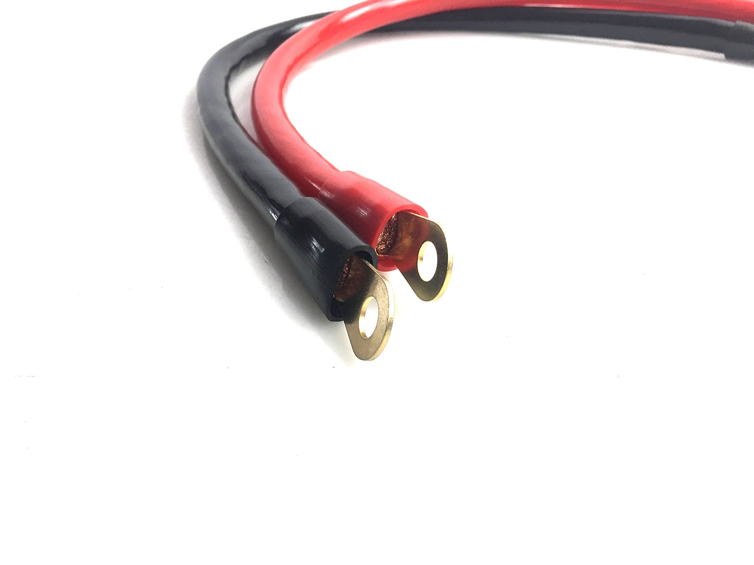 2/0 Awg Battery Cable 2 Feet Length With Gold Plated Terminal Lugs High Conductivity Terminal Ideal For Car, Boat Battery,Solar