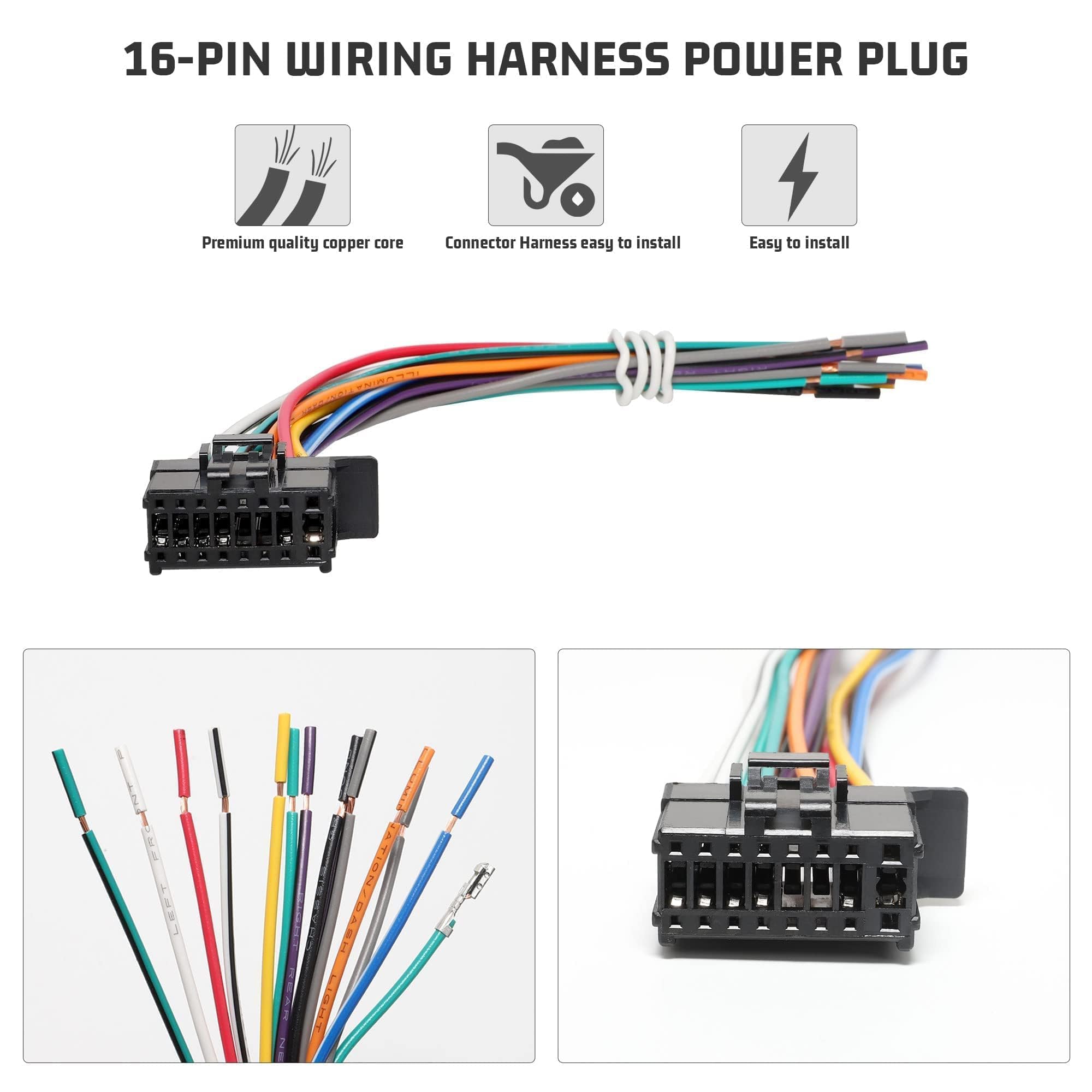 Nuith 16 Pin Pioneer Radio Stereo Wiring Harness Power Speaker Plug Dvd Power Cord Replacement For Pioneer Deh Avh Avic Mvh Fh S