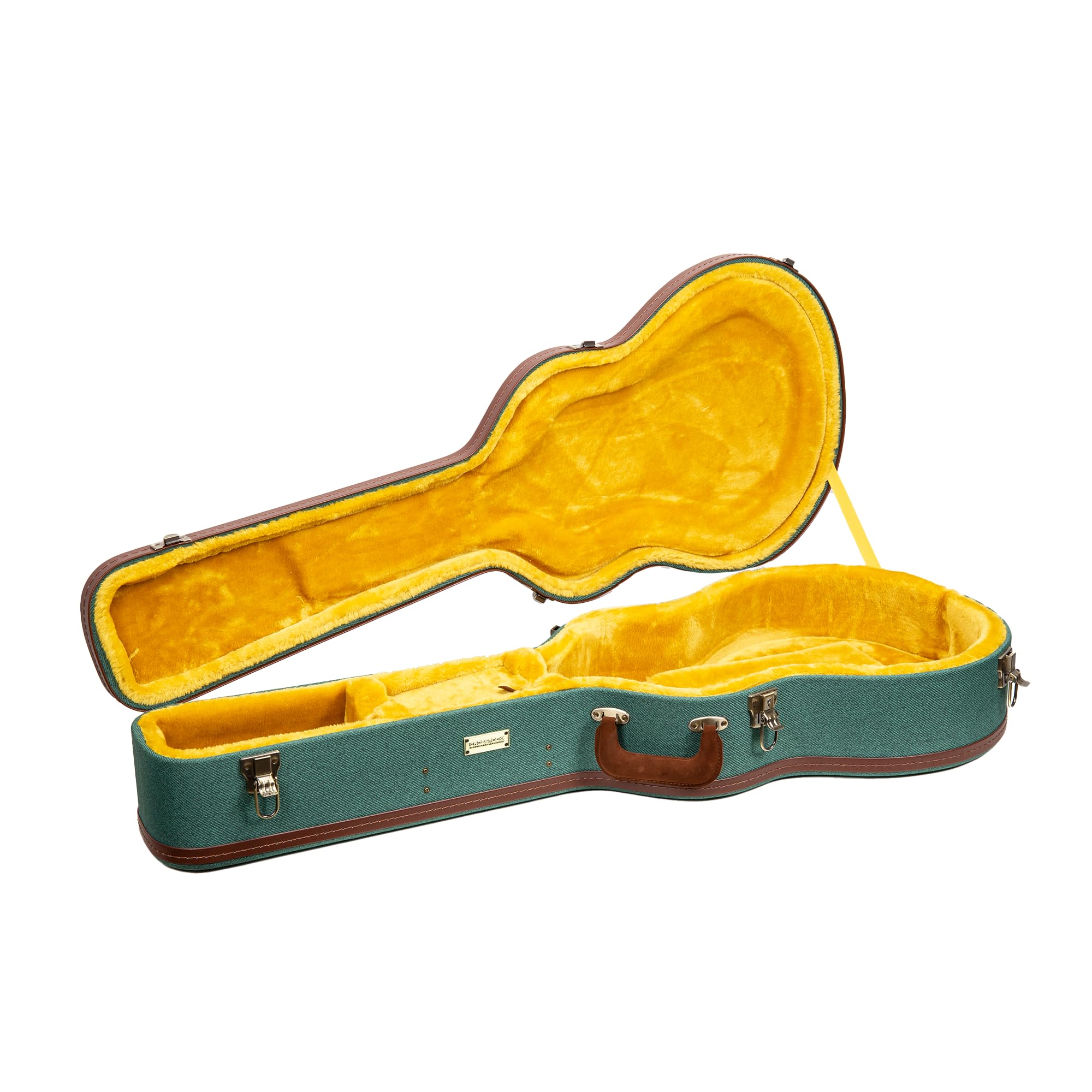 Crossrock Master Series 000 12-Fret Acoustic Guitar Case | Malachite Blue Tweed Exterior, Re-Engineered Wooden Shell, Leather Ha