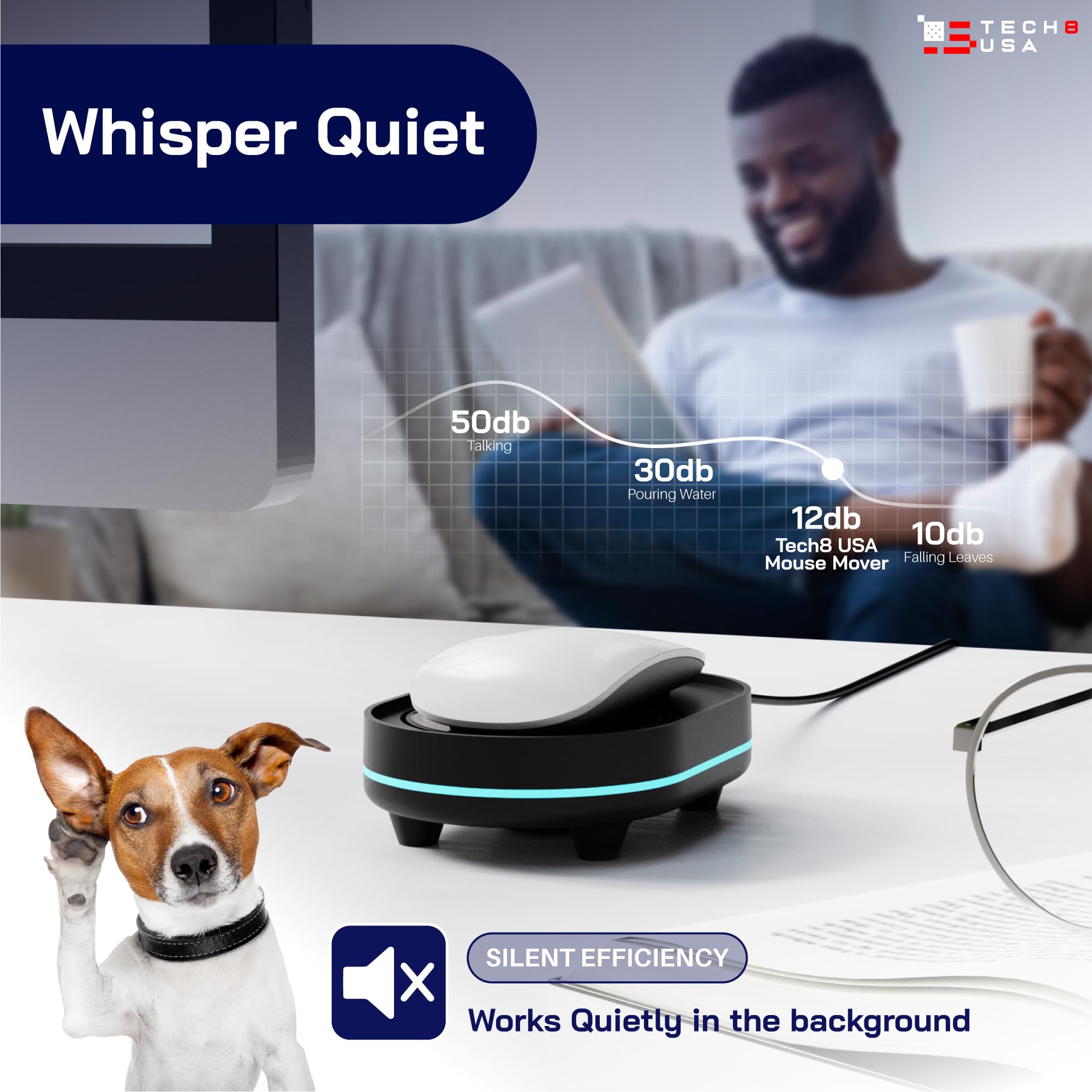 TECH8 USA Mouse Mover Device - Undetectable Mouse Jiggler for Laptops & PC, Random Movement, 3D Hologram Alien Design